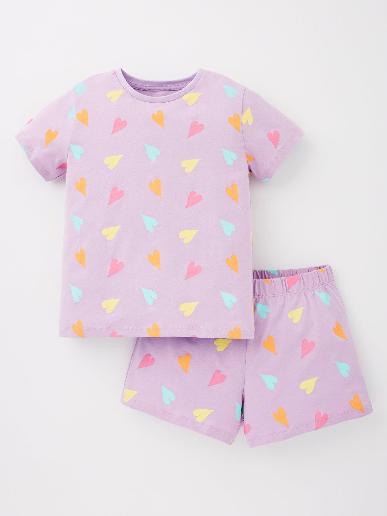 Image 1 of 4 of Everyday Girls Heart Short Pyjama Set - Purple