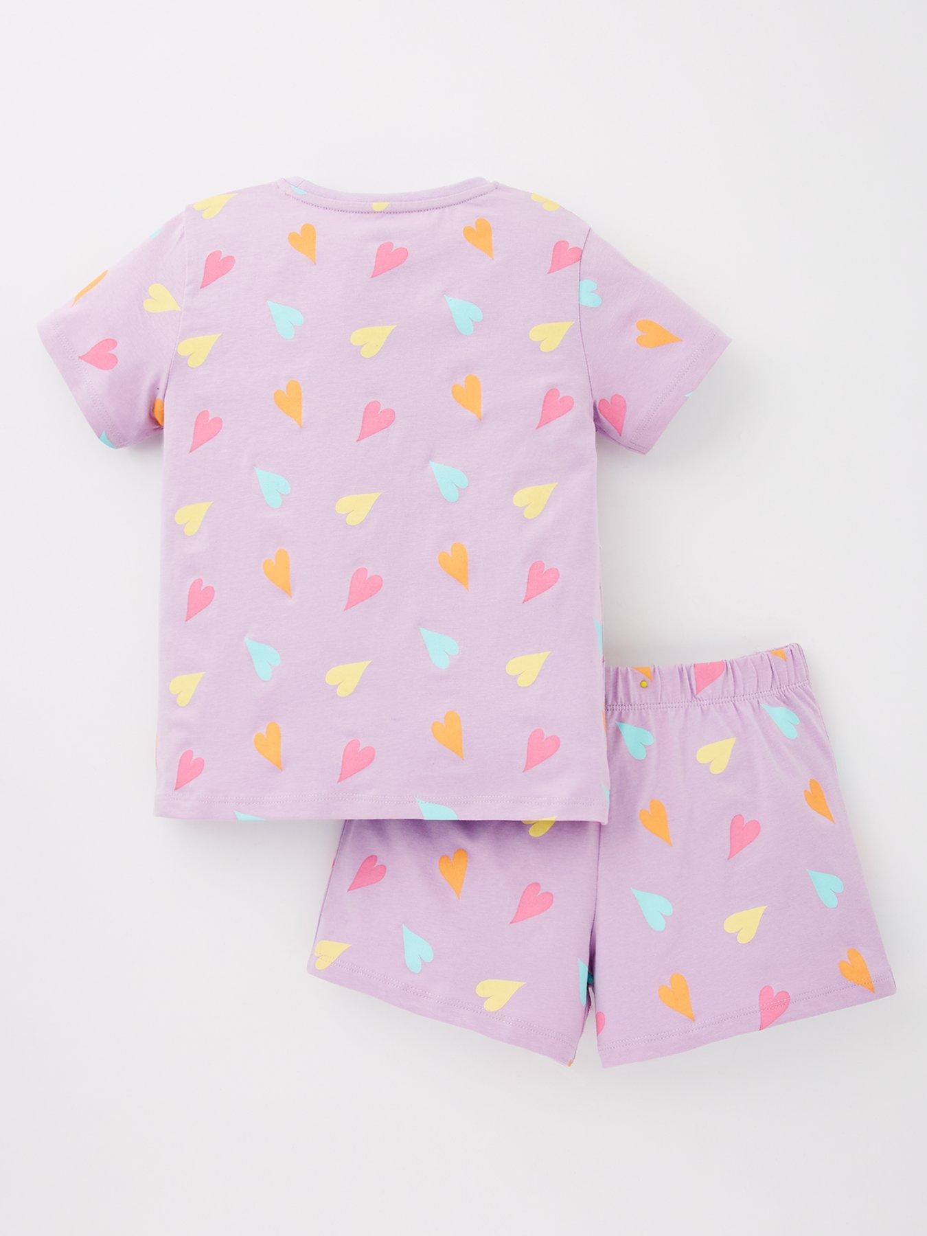 Image 2 of 4 of Everyday Girls Heart Short Pyjama Set - Purple