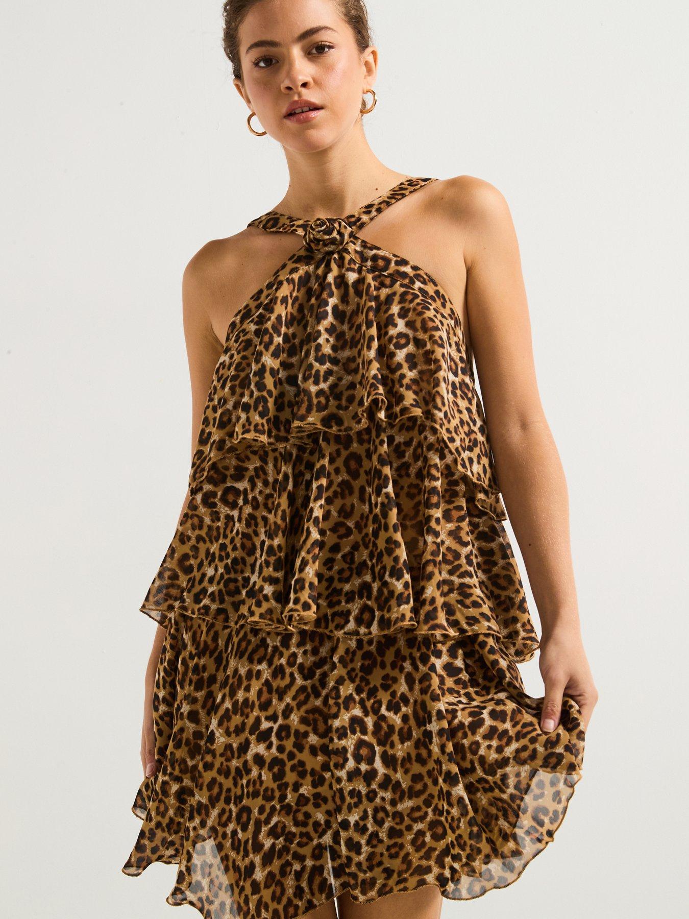 vero-moda-leopard-print-ruffle-halter-neck-mini-dress--black-multifront