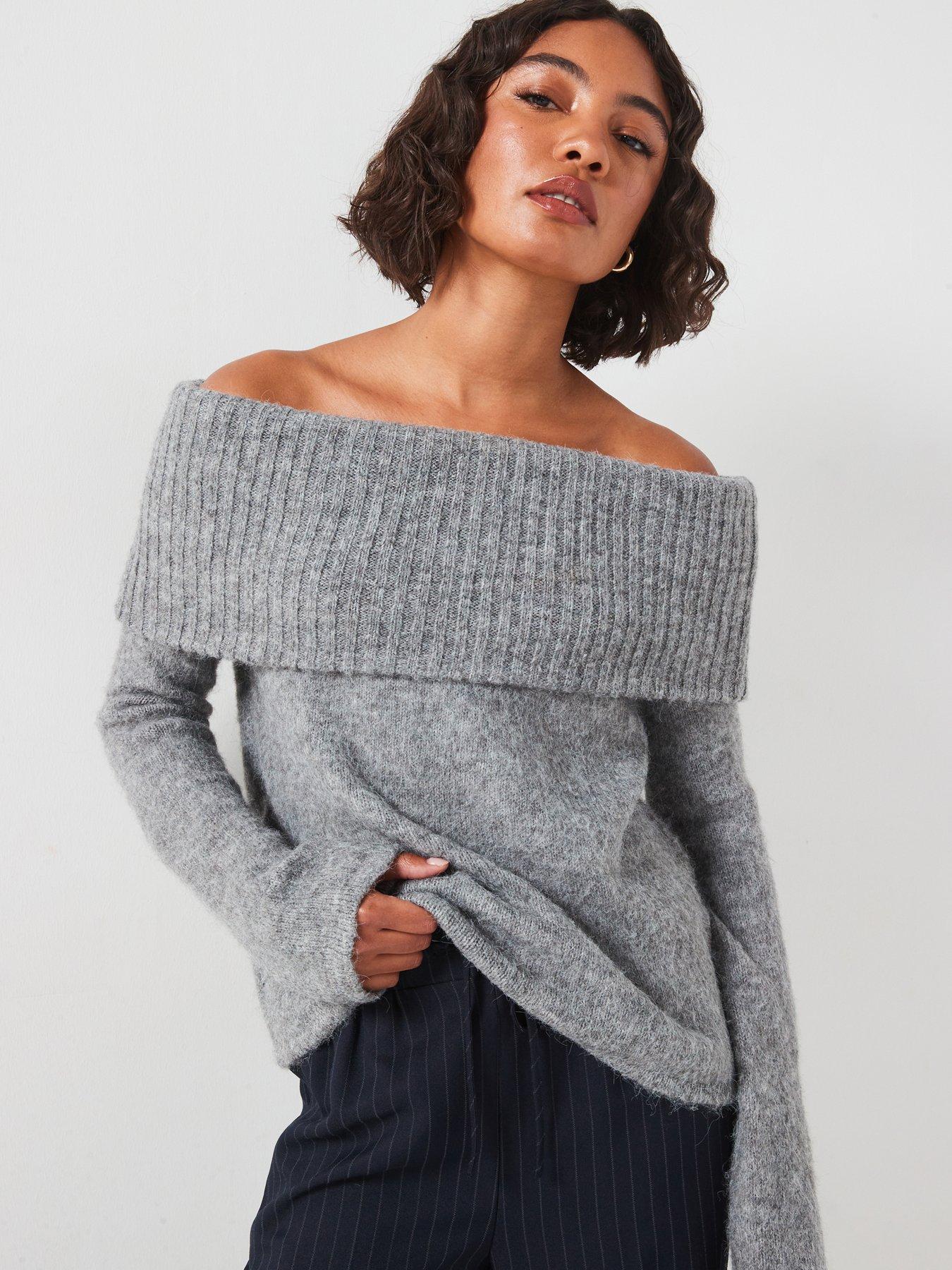 pieces-bardot-off-the-shoulder-jumper-grey