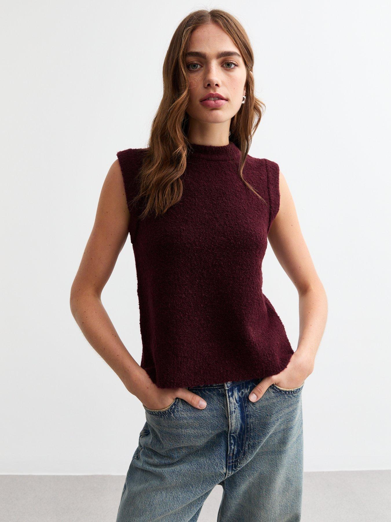 new-look-boucleacute-knit-sweater-vest-red