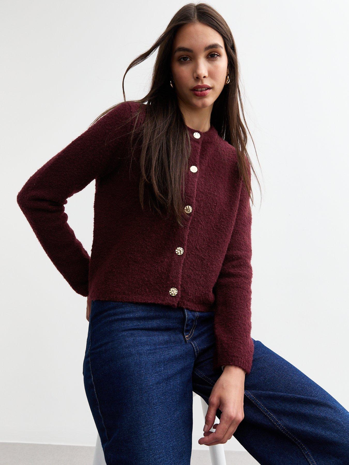 new-look-burgundy-buttoned-boucleacute-cardigan