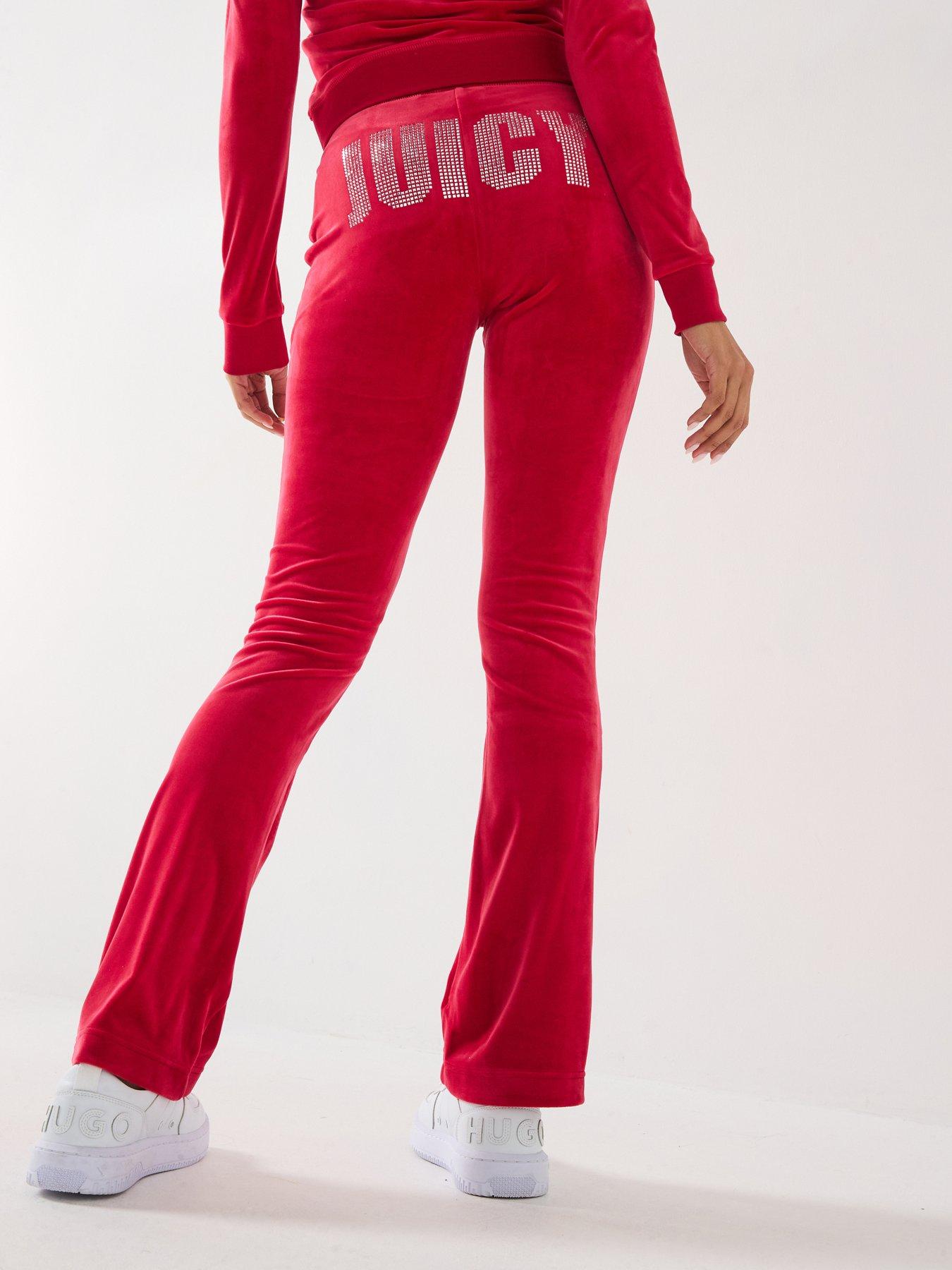 Image of Juicy Couture Impact Lisa Low Rise Diamante Joggers - Red
