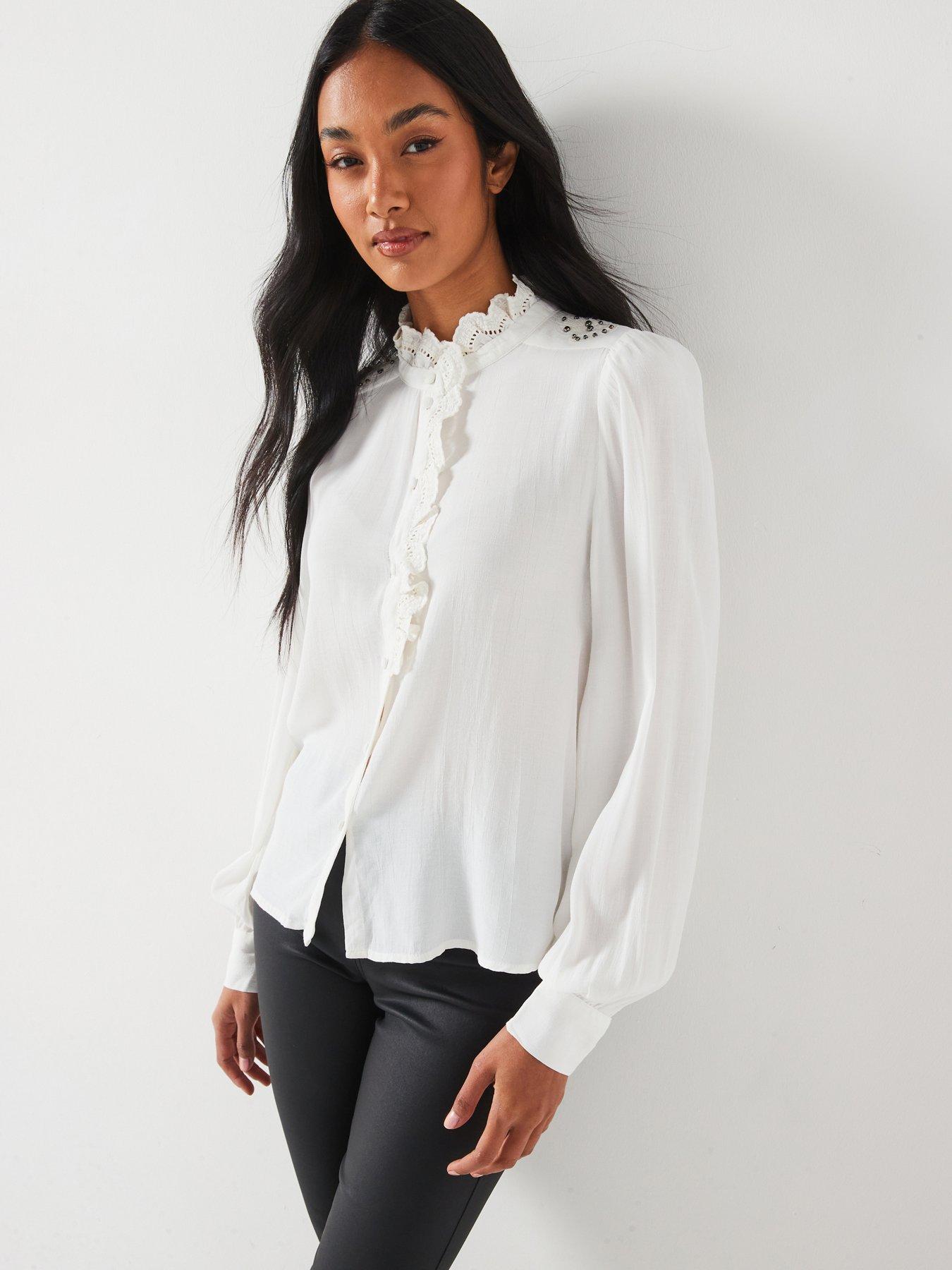 jdy-frill-detail-blouse-white