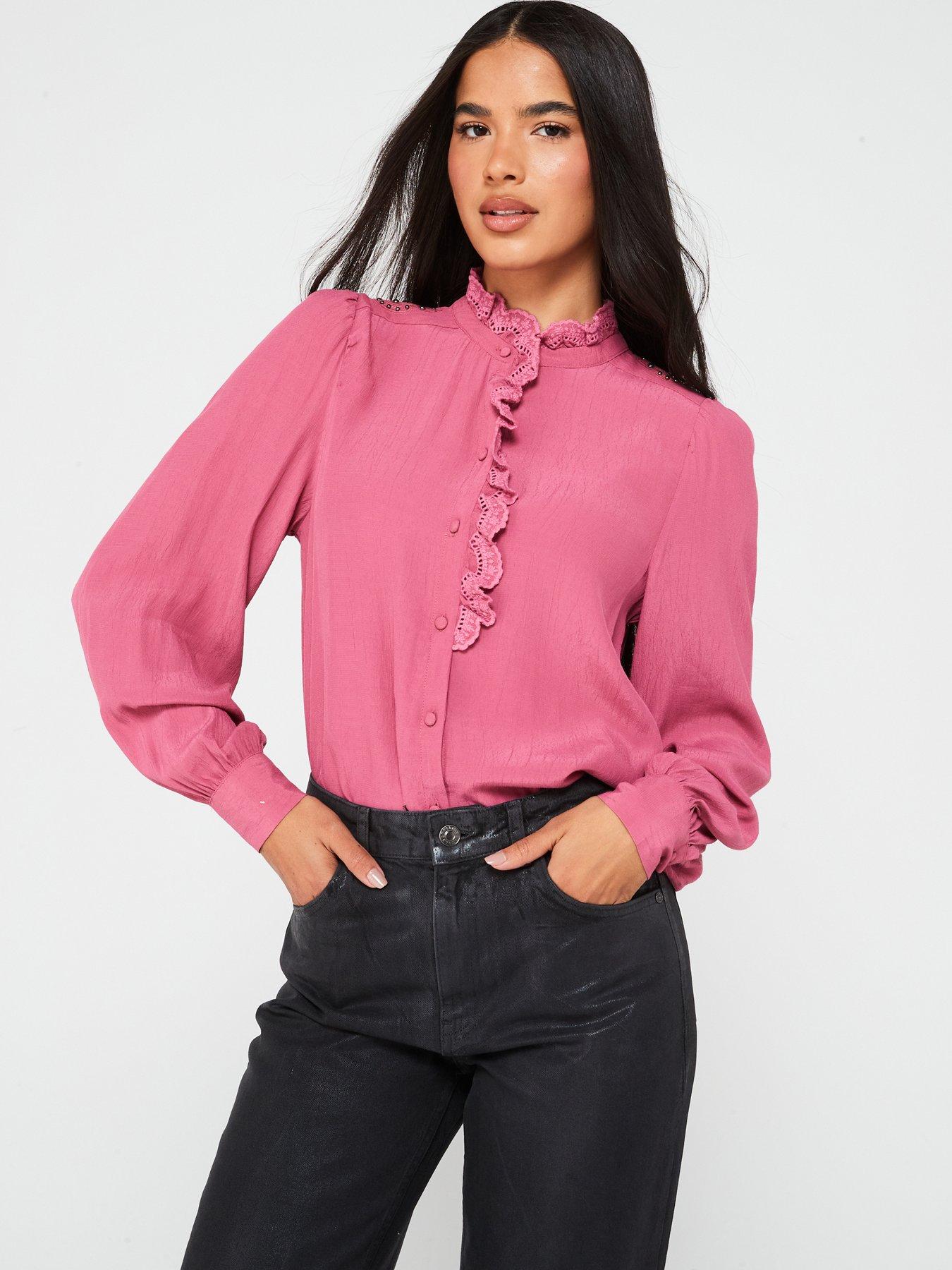 jdy-frill-detail-blouse-pink