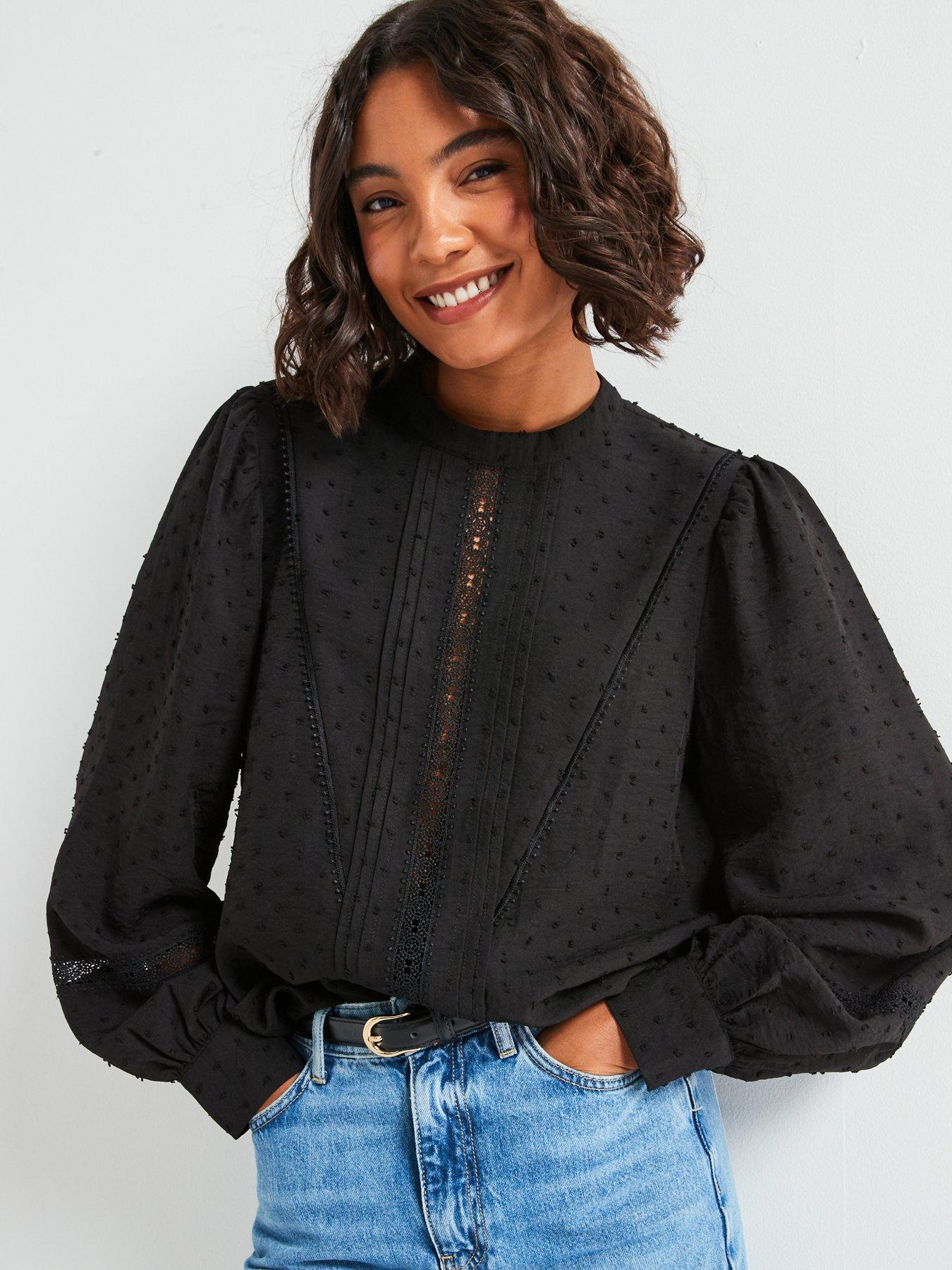 jdy-dobby-lace-high-neck-blouse-blackoutfit