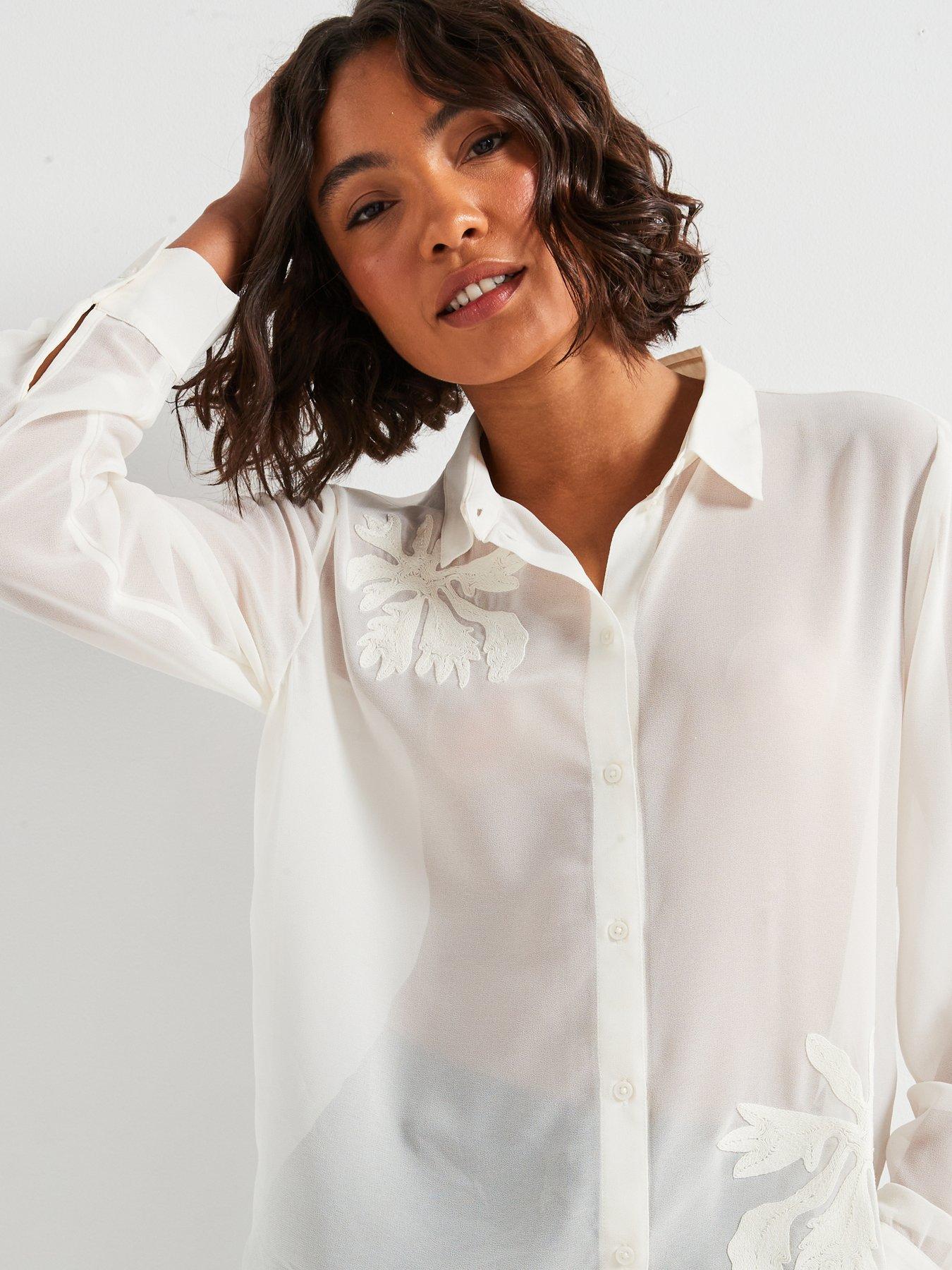 Image 4 of 6 of JDY Embroidered Shirt - White