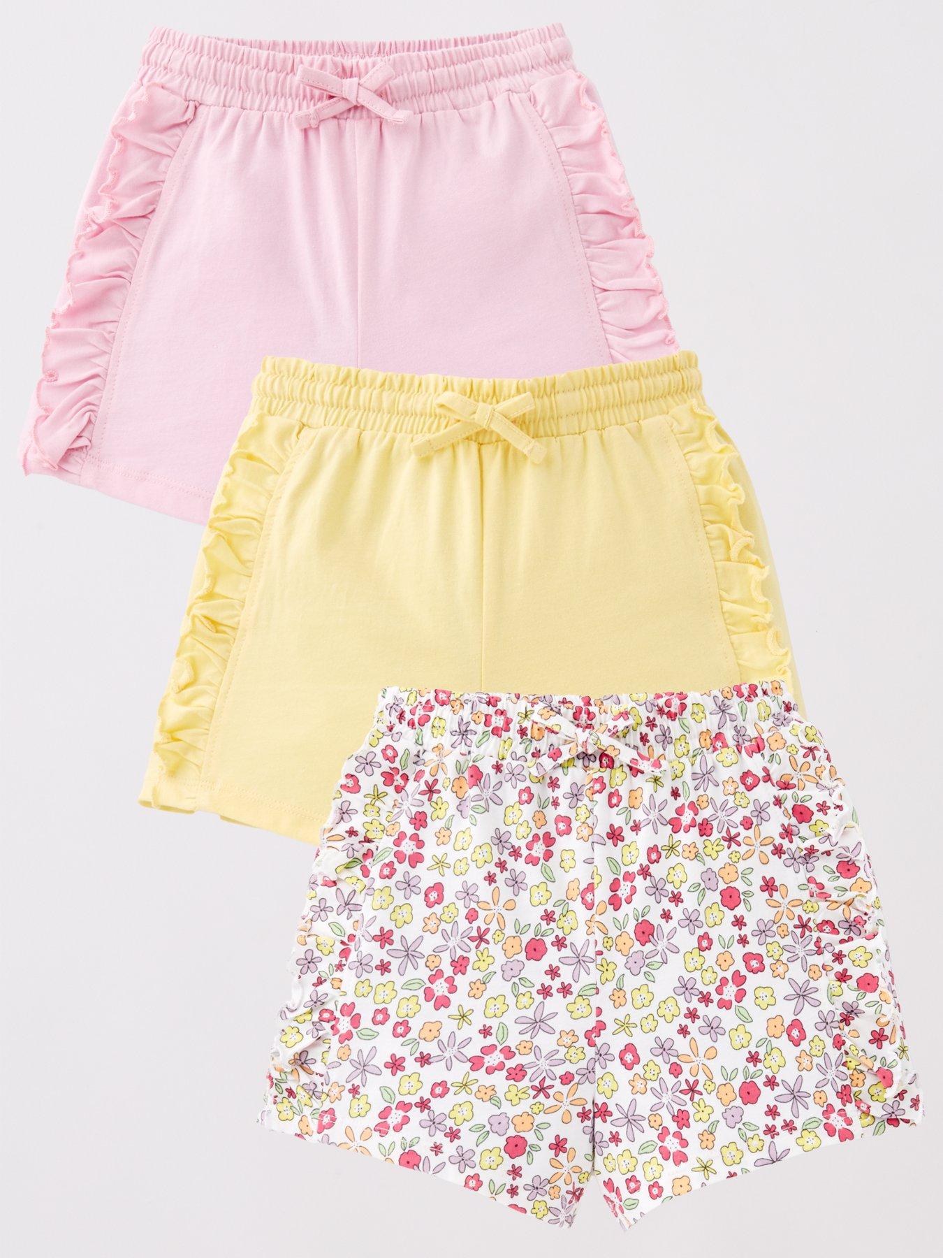 Image 1 of 5 of Mini V by Very Girls Matching Set 3 Pack Plain &amp; Floral Shorts - Multi