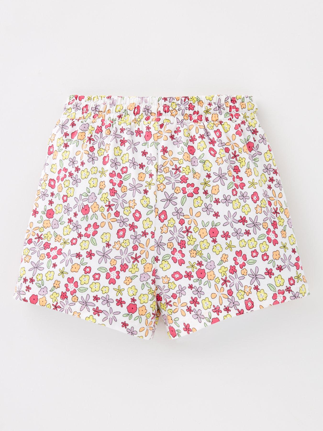 Image 3 of 5 of Mini V by Very Girls Matching Set 3 Pack Plain &amp; Floral Shorts - Multi