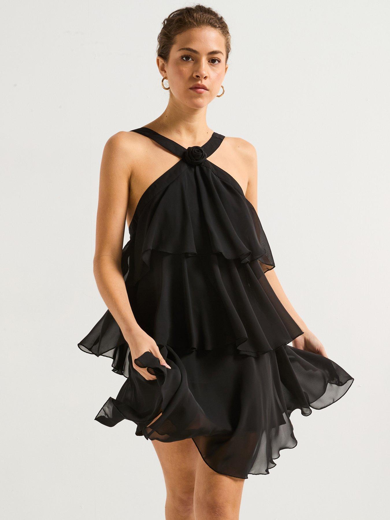 vero-moda-ruffle-halter-neck-mini-dress-blackfront