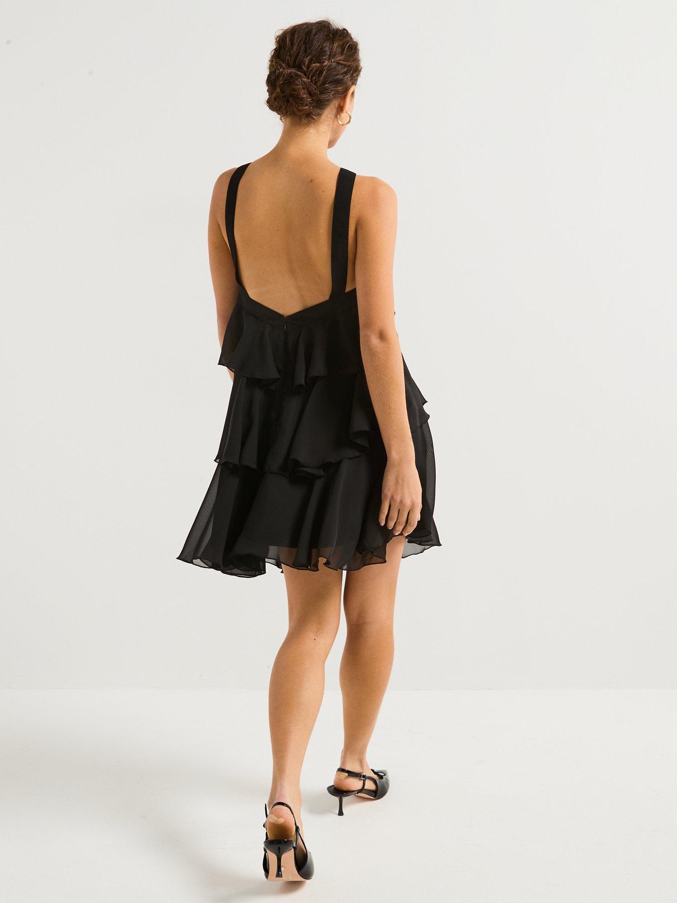 sachin and babi light blue dress Black Linen Mini Dress - Linen Halter Dress - Ruffled Mini Dress