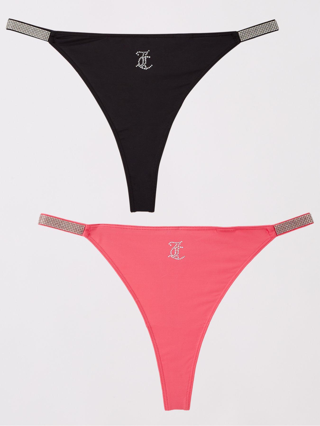 juicy-couture-2-pack-diamante-tape-logo-thong-black-hot-pink