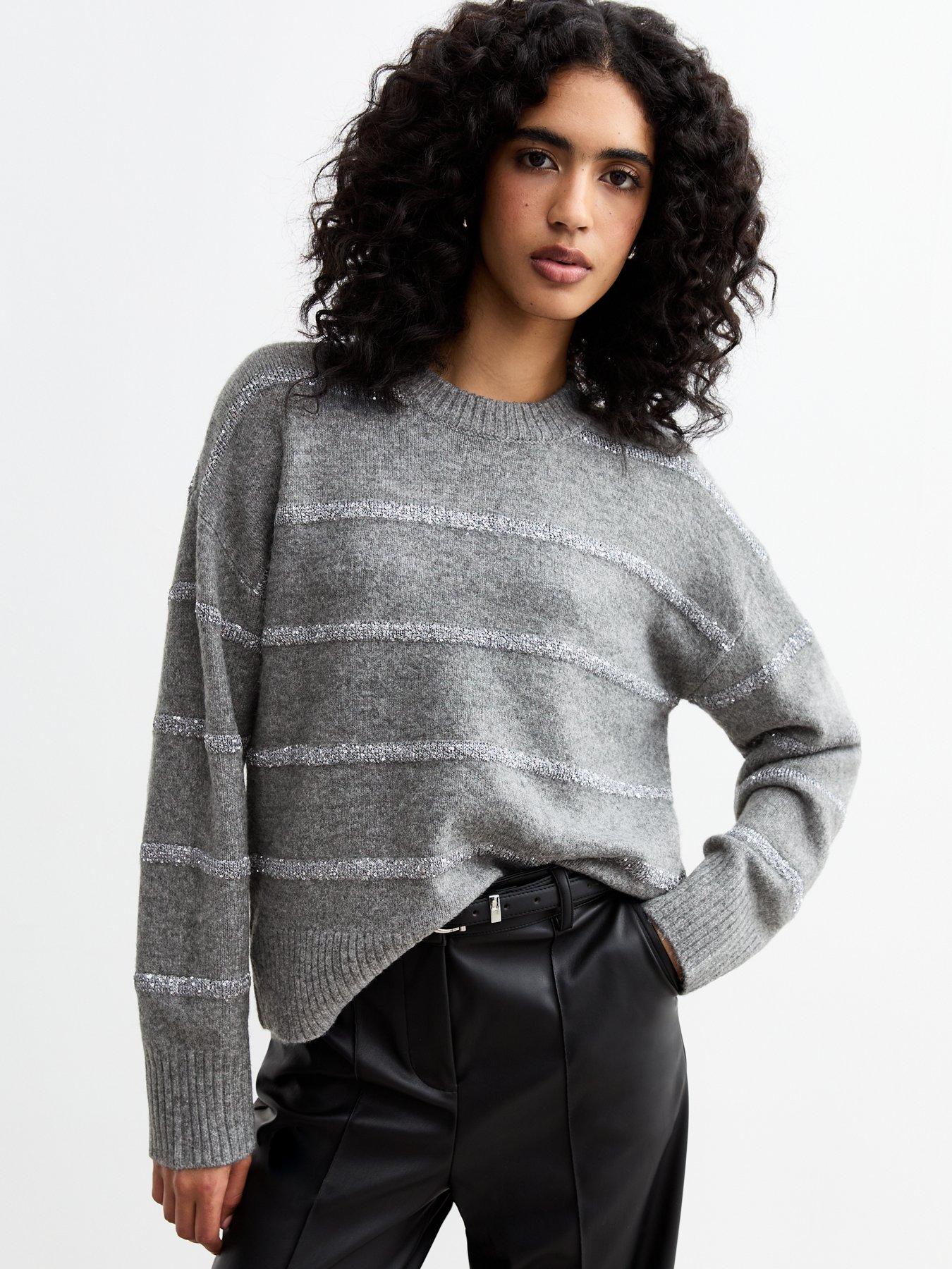 new-look-grey-sequinned-stripe-jumper