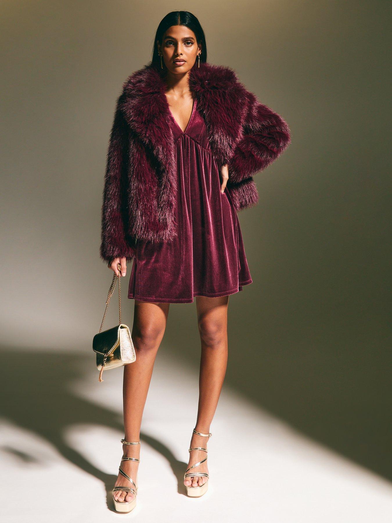 new-look-burgundy-velvet-long-sleeve-mini-dress