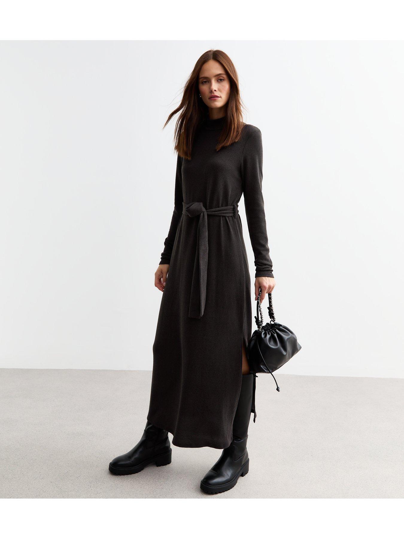 new-look-soft-touch-slit-hem-roll-neck-midi-dress-greyblackback