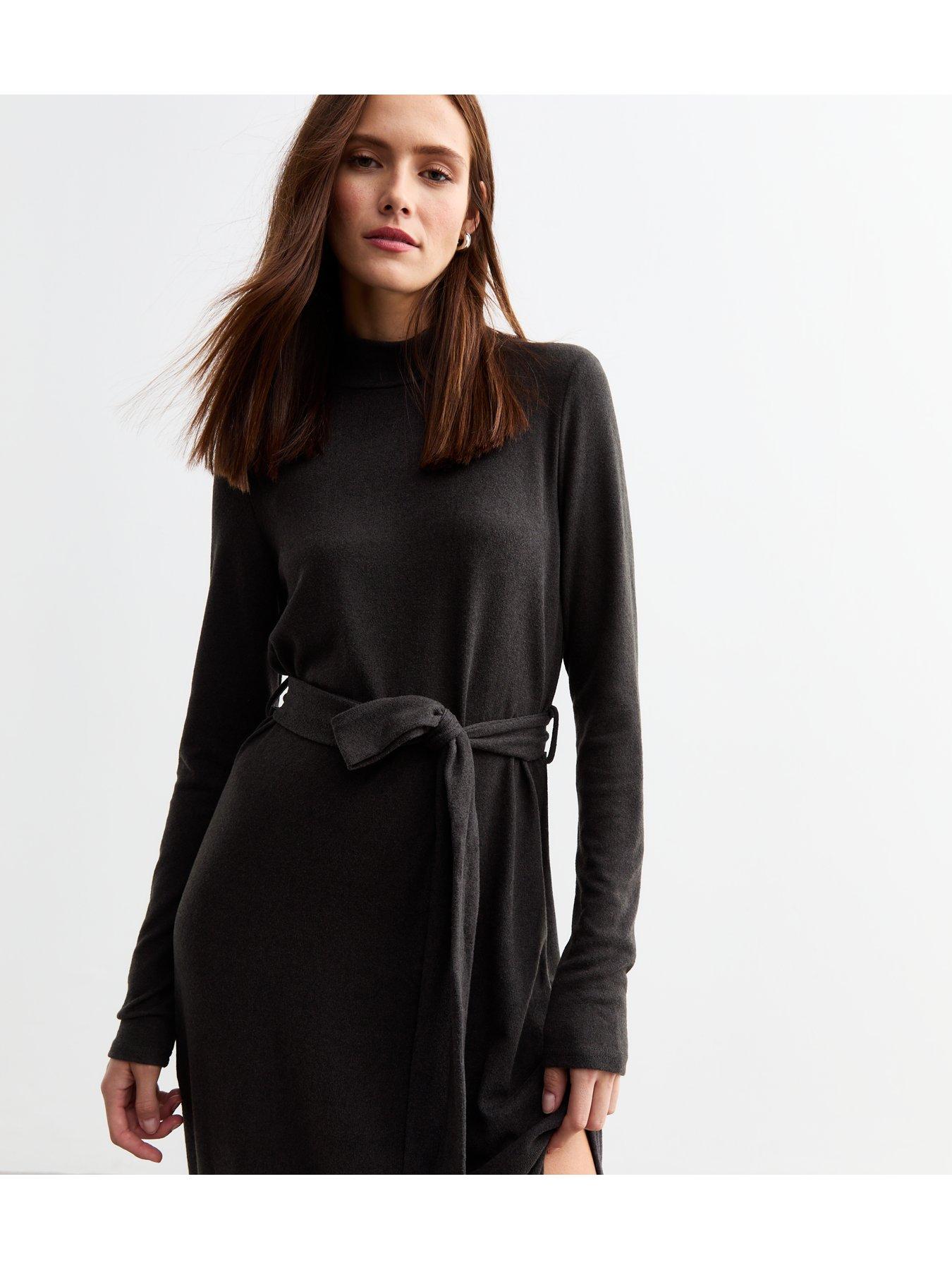 new-look-soft-touch-slit-hem-roll-neck-midi-dress-greyblackoutfit