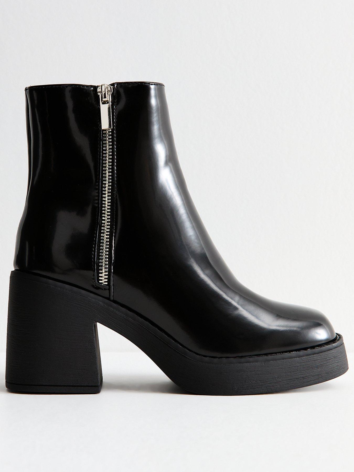 new-look-black-faux-leather-block-heel-ankle-boots