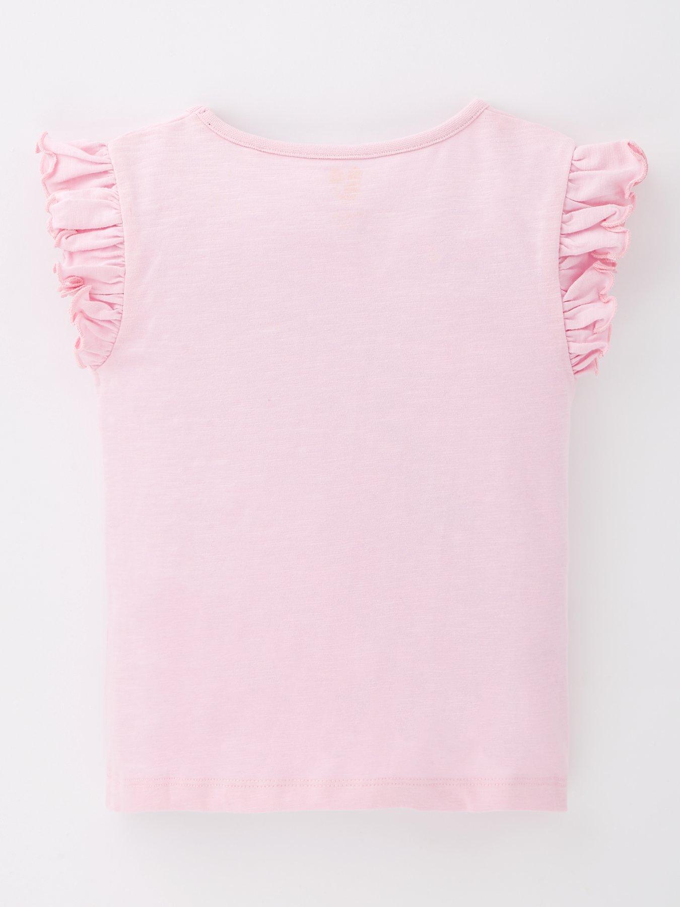 Image 2 of 4 of Mini V by Very Girls Summer Flower Short Sleeve T-Shirt - Pink