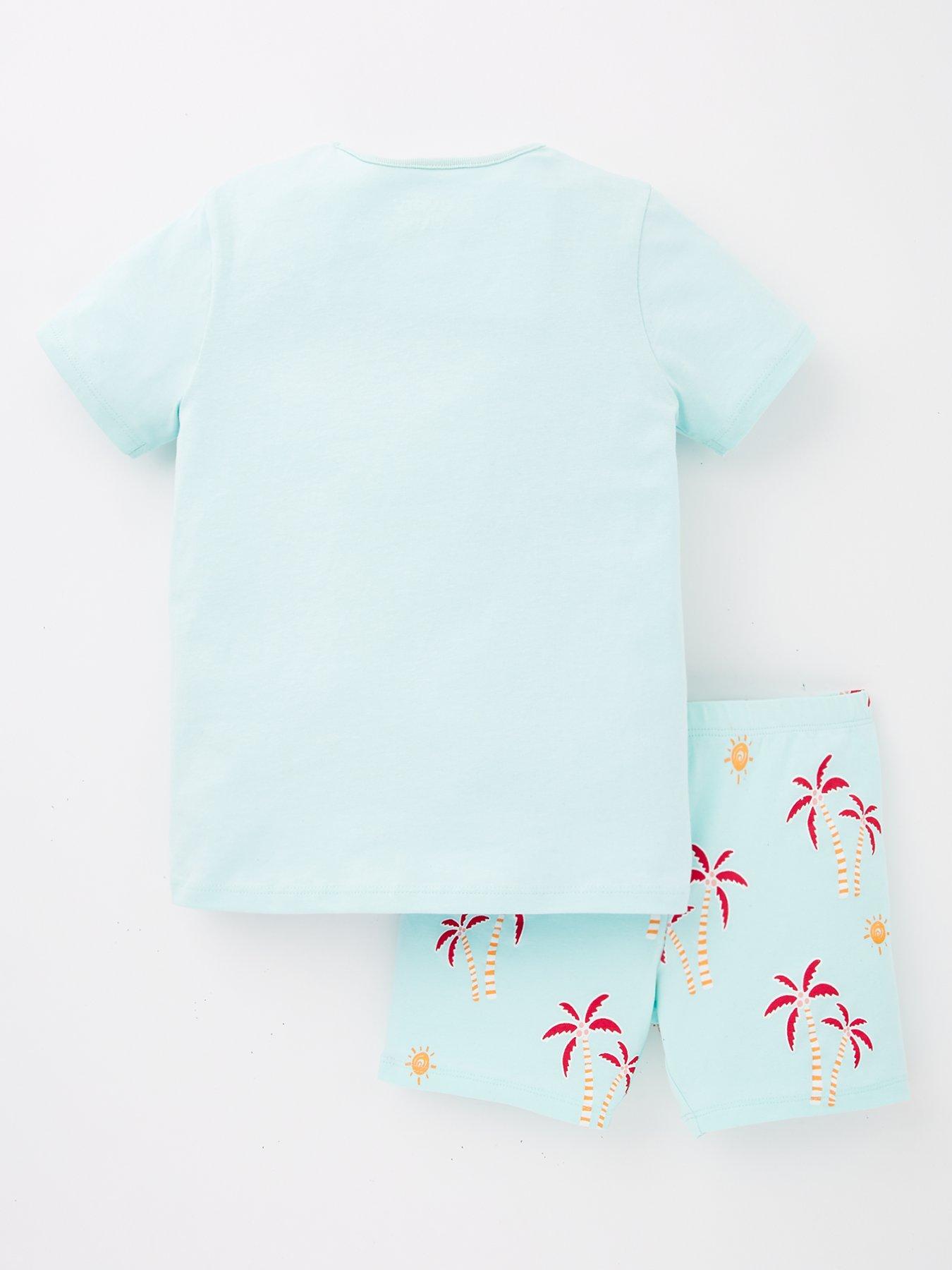 Image 2 of 4 of Everyday Girls Short Sleeve Palm T-shirt And Cycling Short Set - Multi