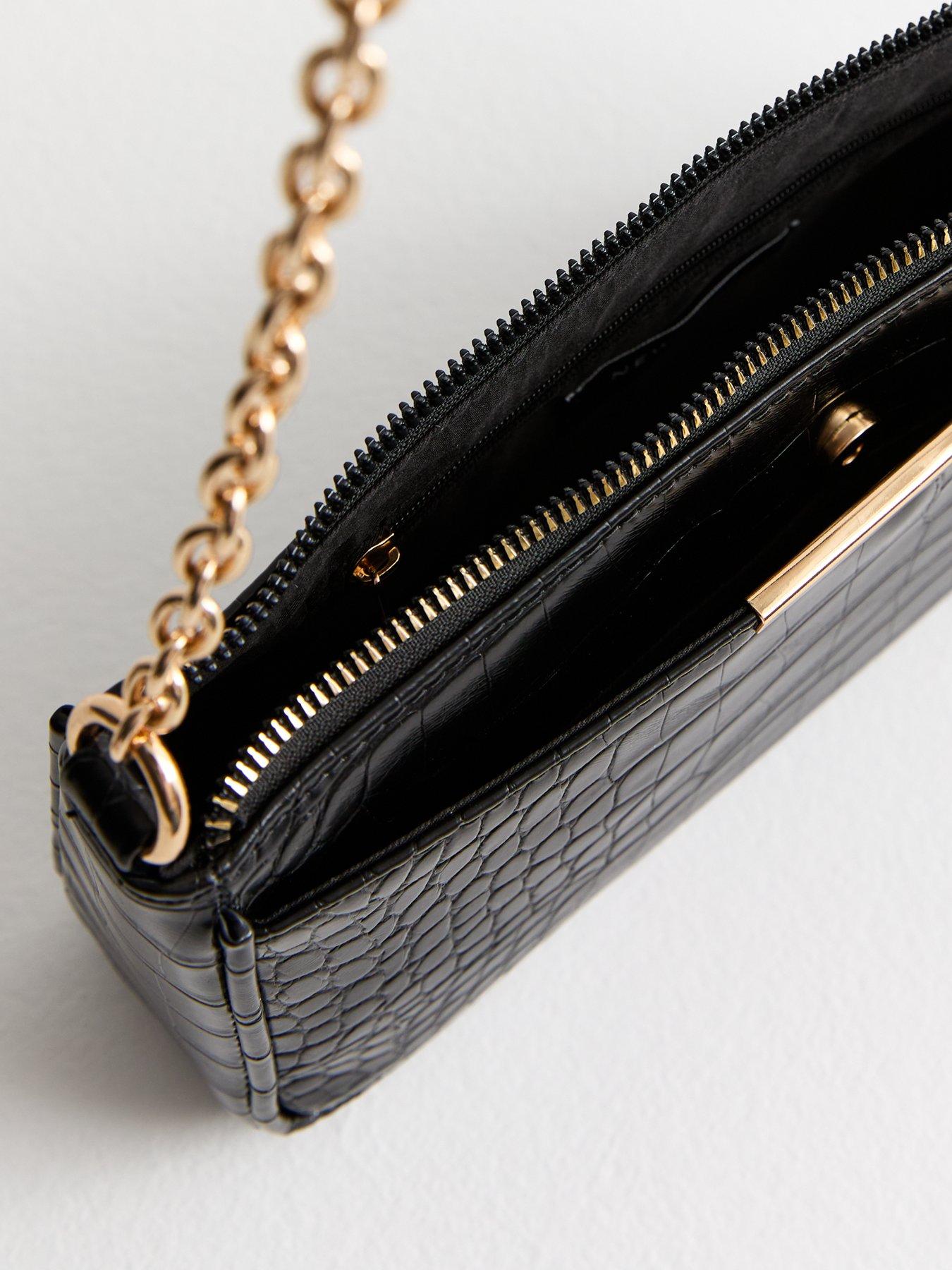 new-look-black-crocodile-effect-faux-leather-shoulder-bagdetail