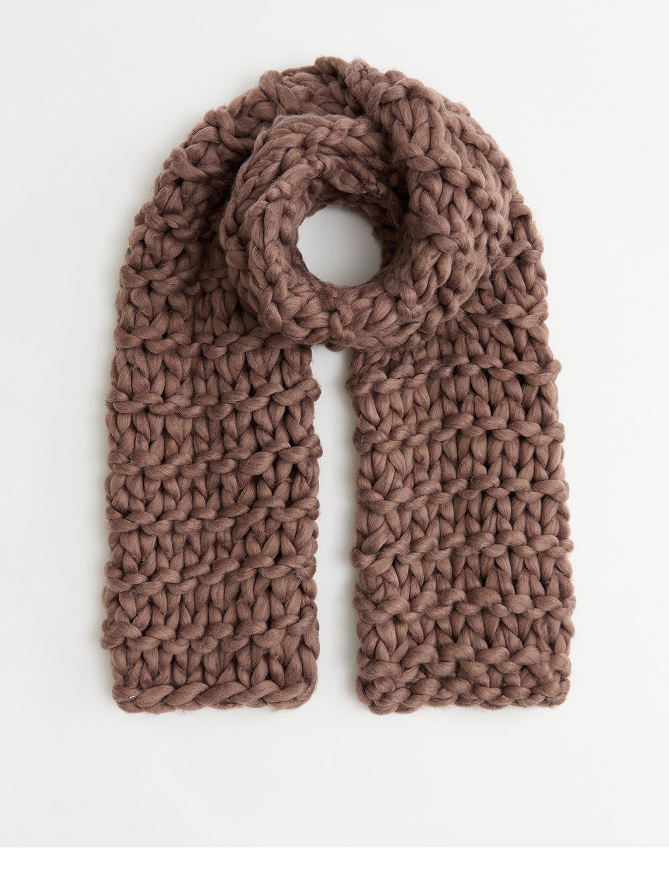 new-look-brown-chunky-knit-scarf