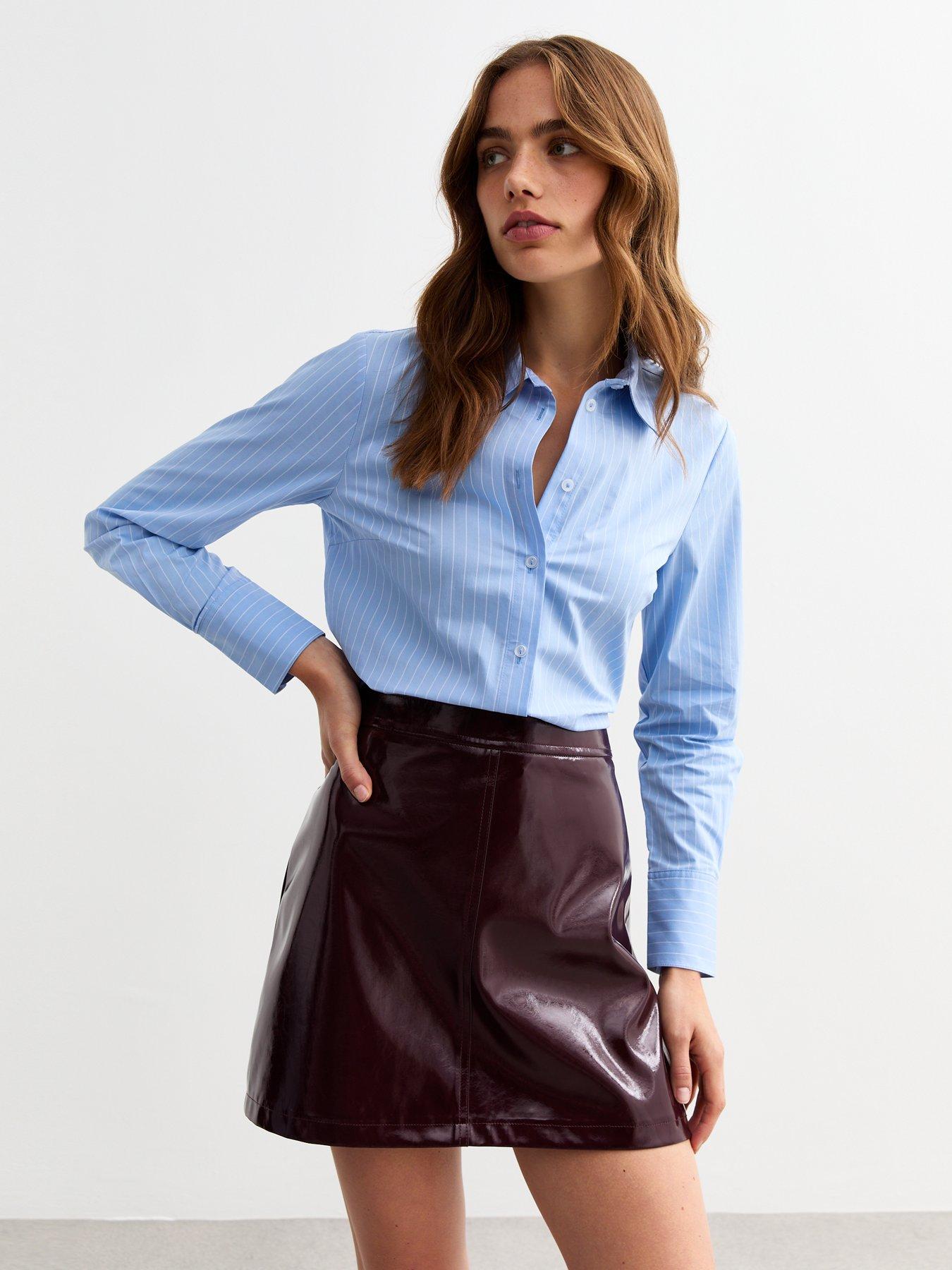 new-look-blue-striped-slim-poplin-shirt-printfront