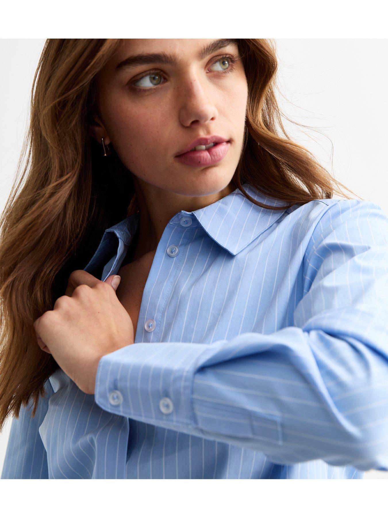 new-look-blue-striped-slim-poplin-shirt-printoutfit