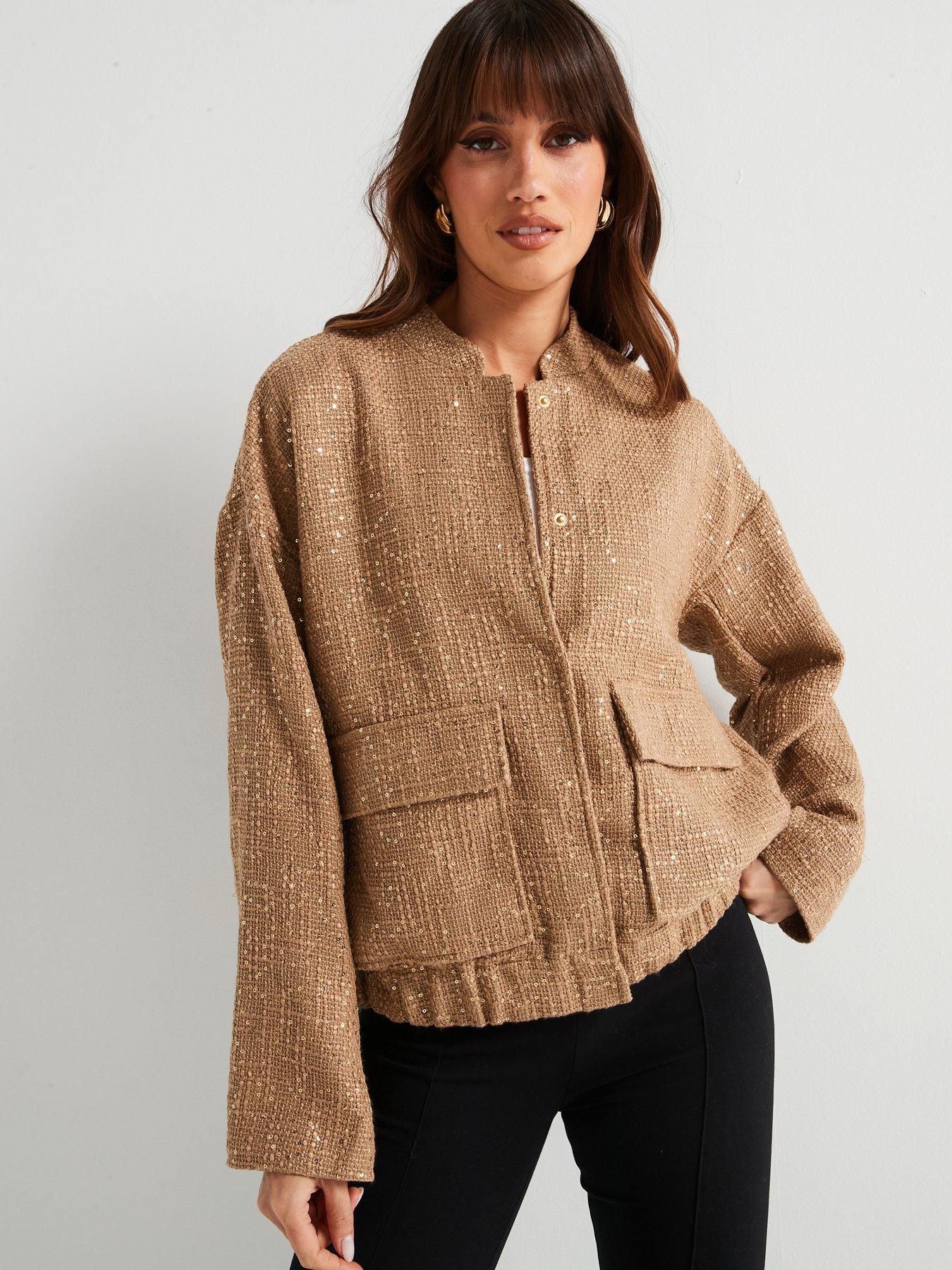 Vila Sequin Bomber Jacket - Gold