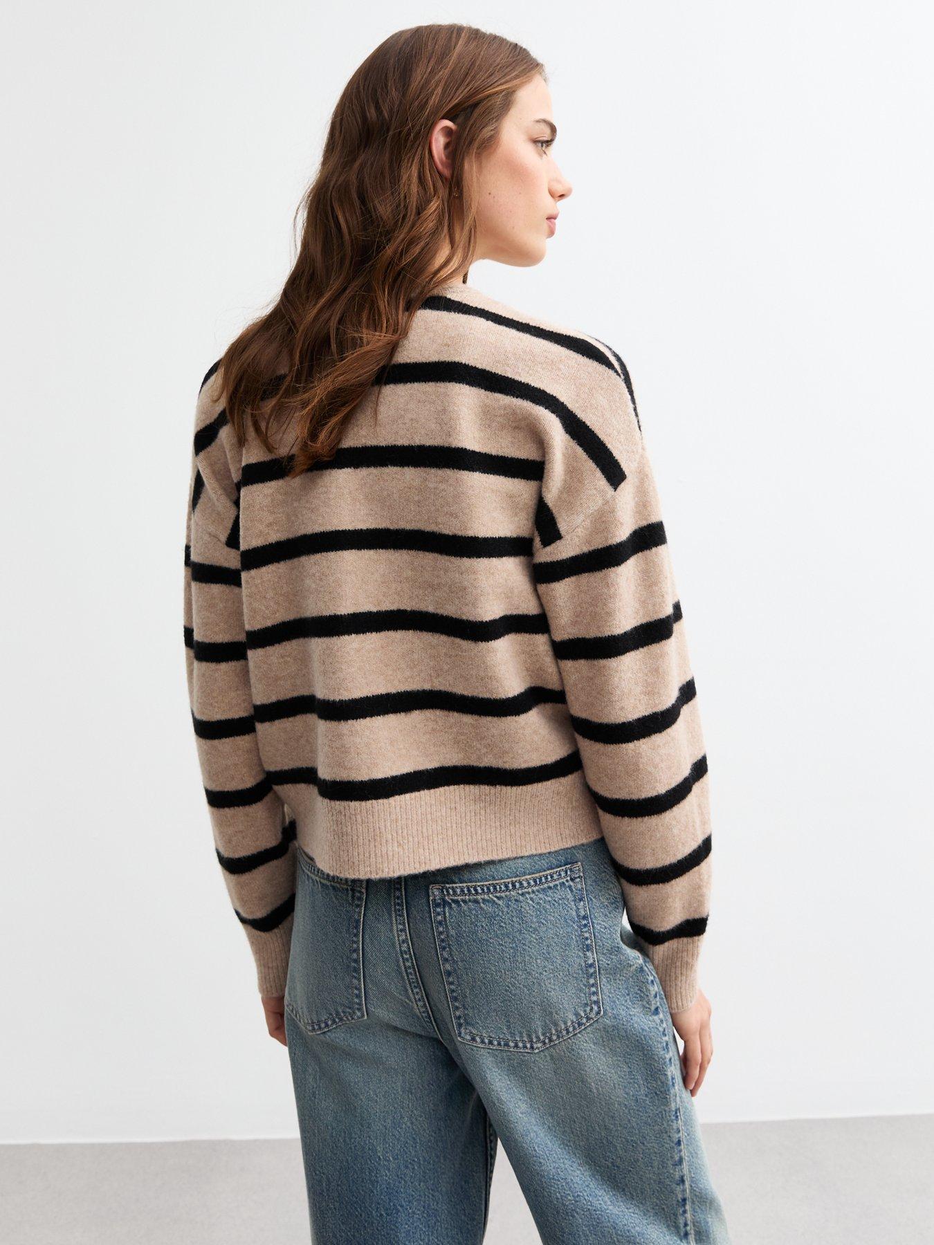 new-look-beige-fine-knit-striped-cardiganstillFront