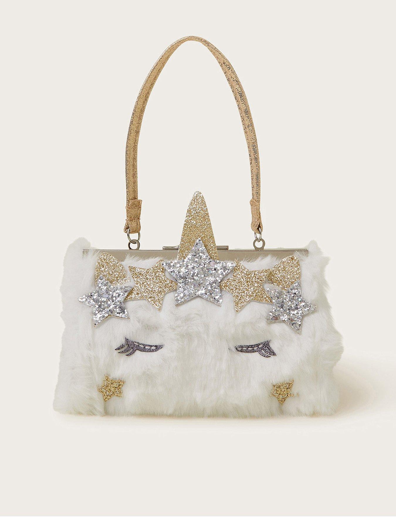 monsoon-girls-fluffy-unicorn-mini-bag-whitefront