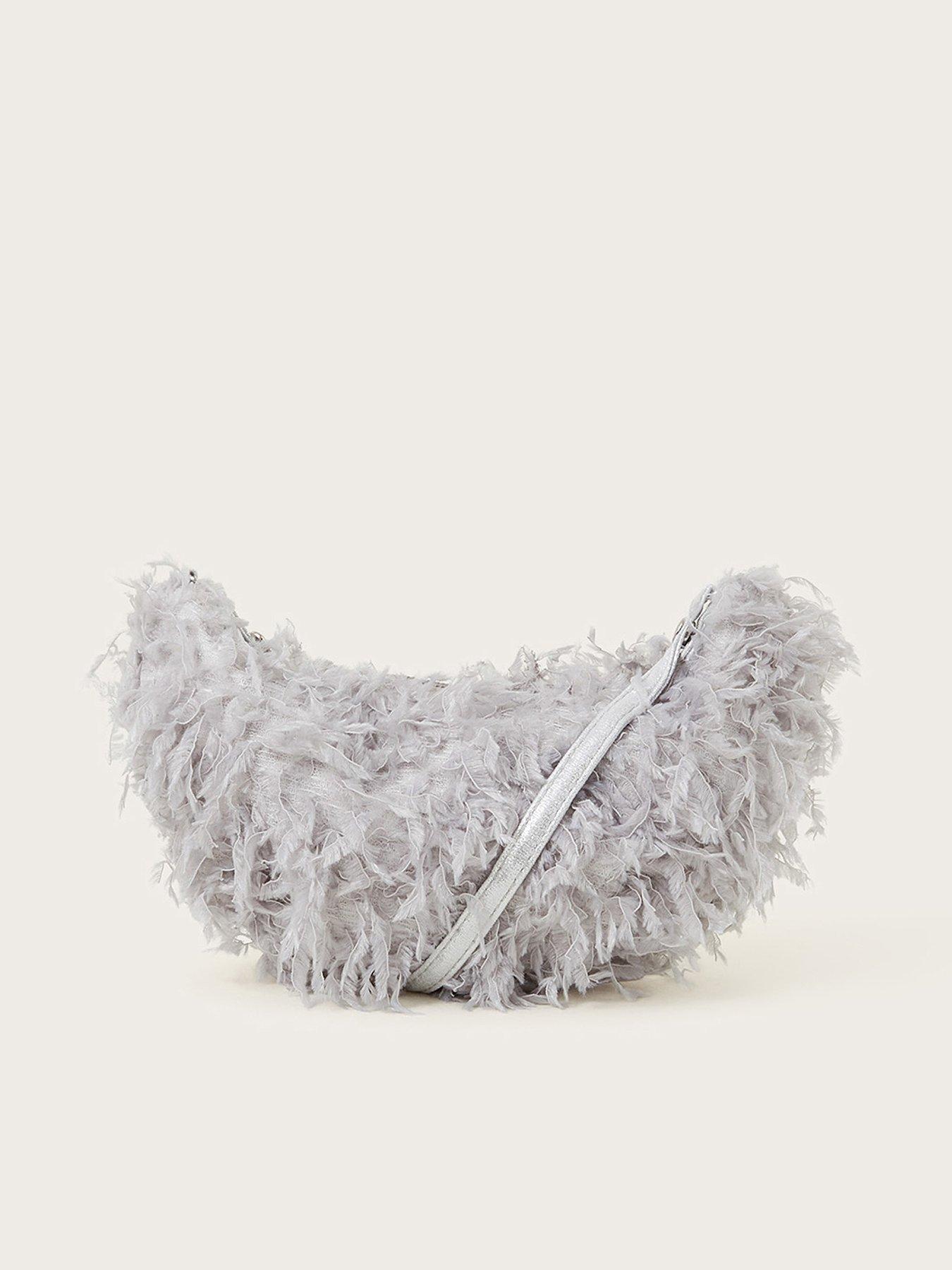 Image 1 of 4 of Monsoon Girls Fluffy Slouch Bag - Grey