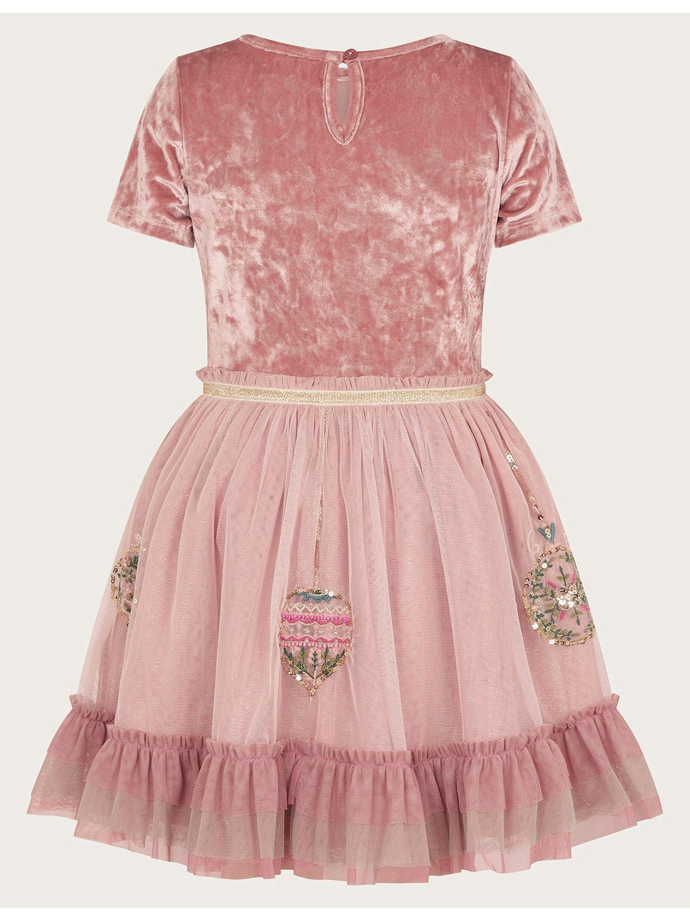 monsoon-girls-disco-velvet-christmas-bauble-dress-pinkback