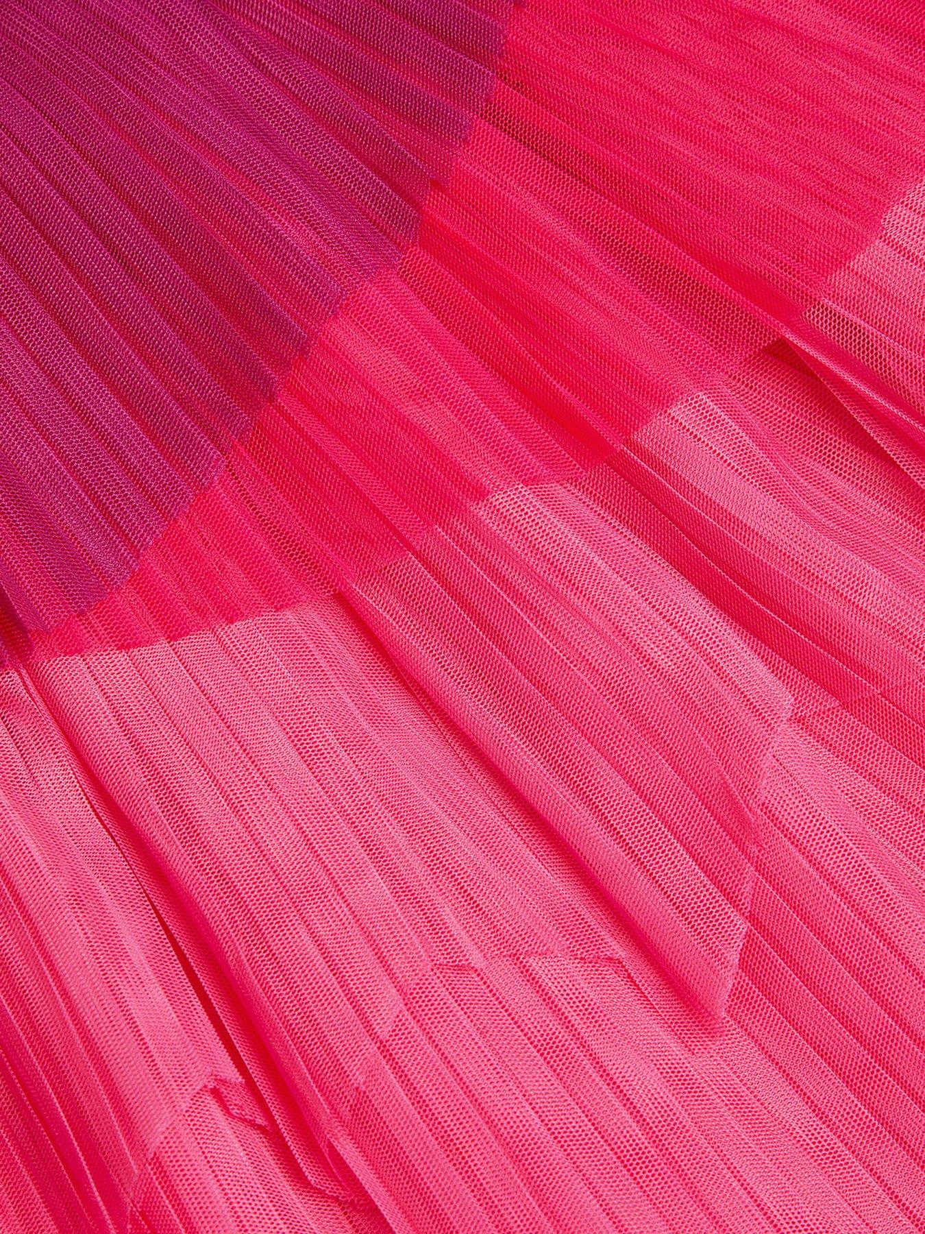 Image 2 of 2 of Monsoon Girls Tier Pleated Mesh Skirt - Pink