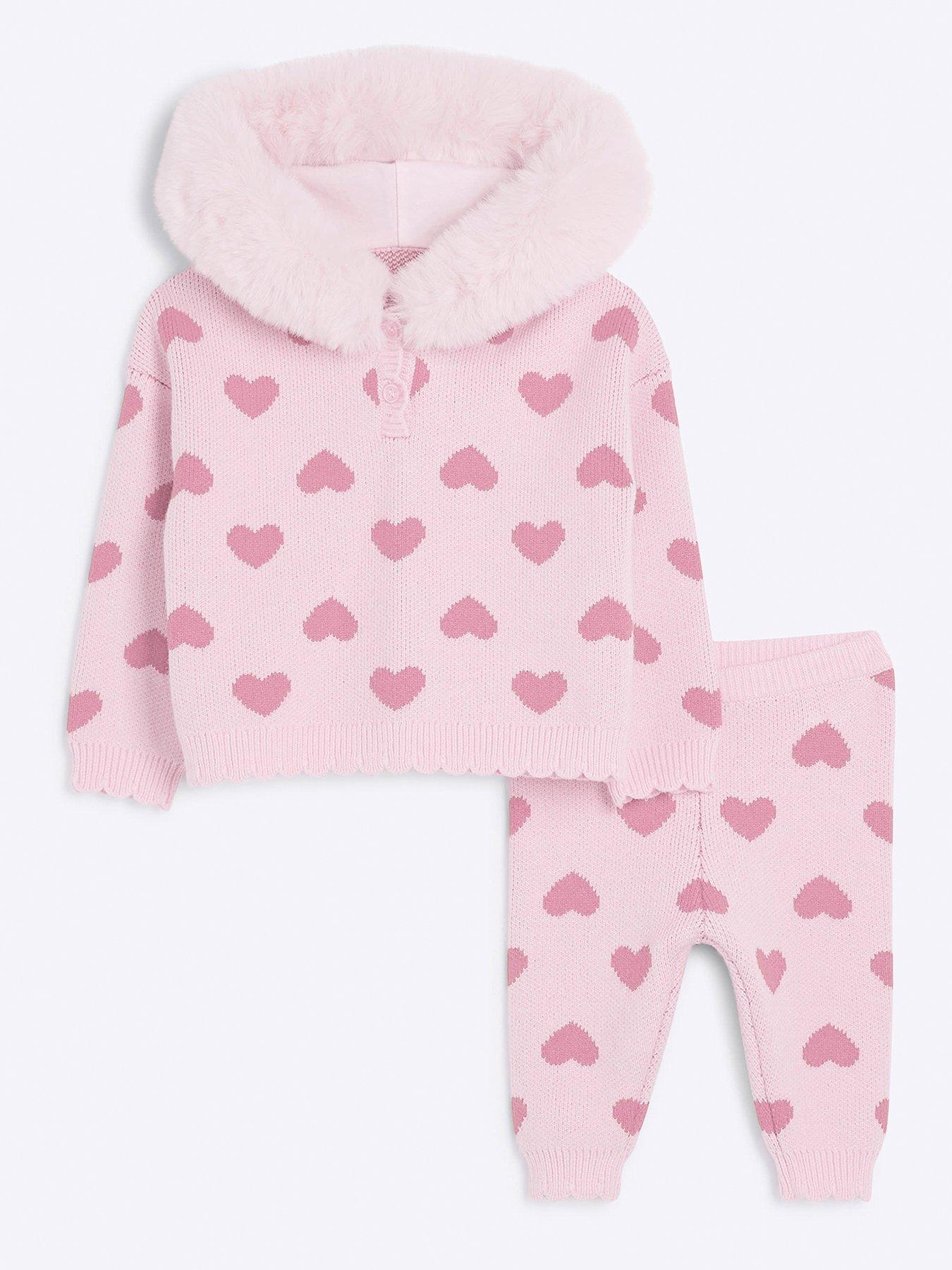 river-island-baby-baby-girl-heart-knit-hooded-poncho-set-pink