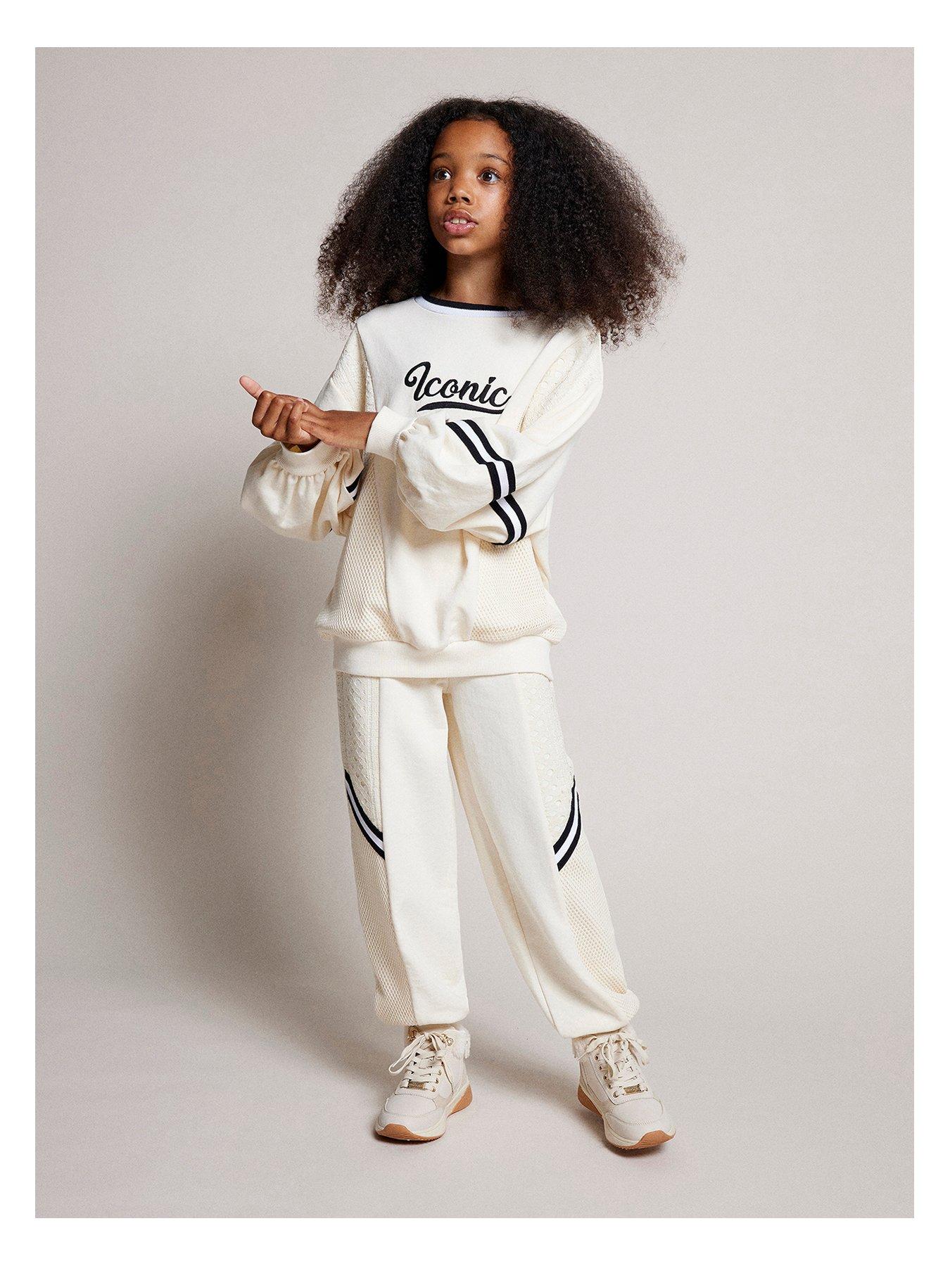 Image of River Island Girls Iconic Sweatshirt Set - Cream