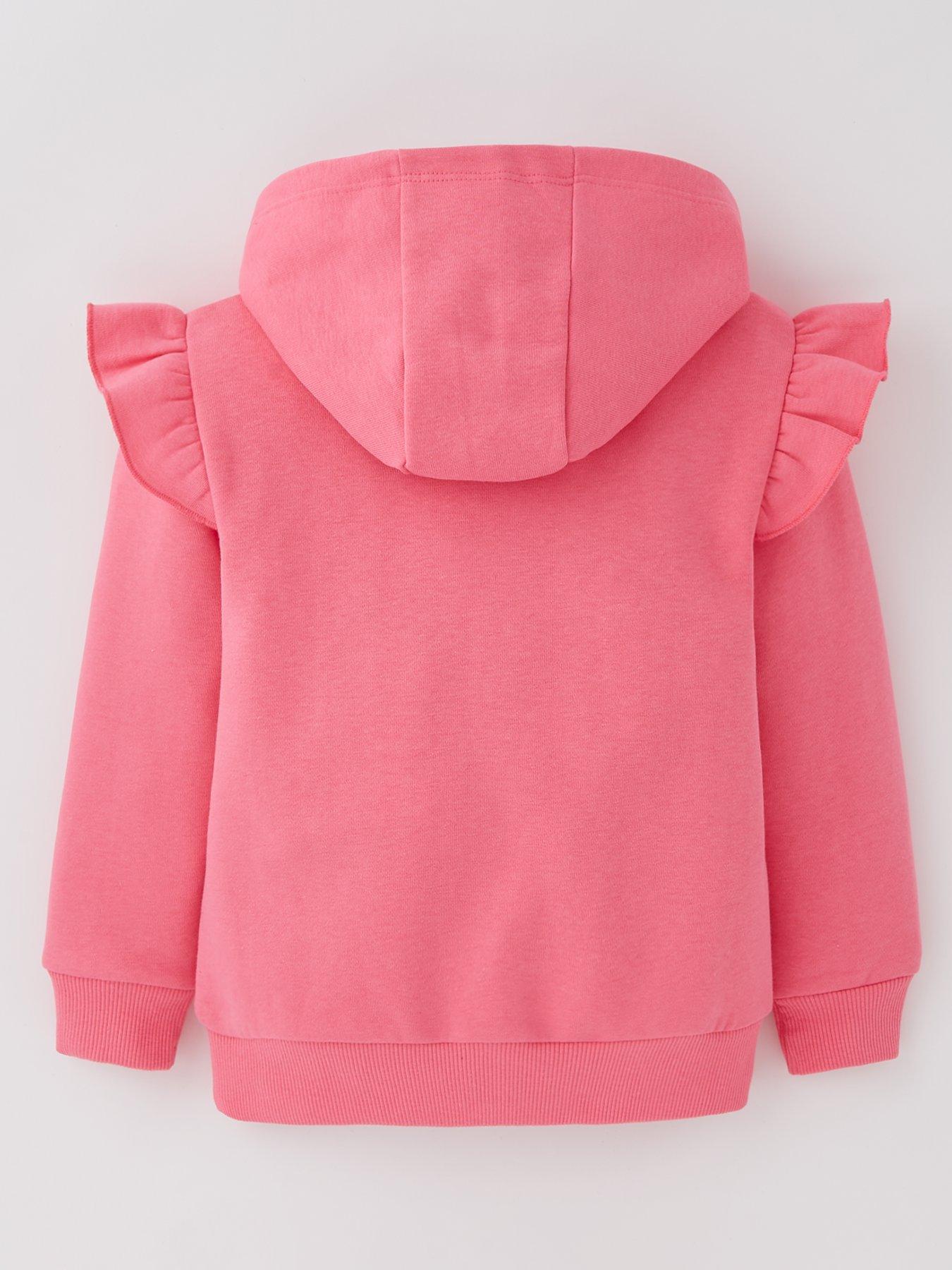 Image 2 of 4 of Everyday Girls Frill Zip Through Hoodie - Pink