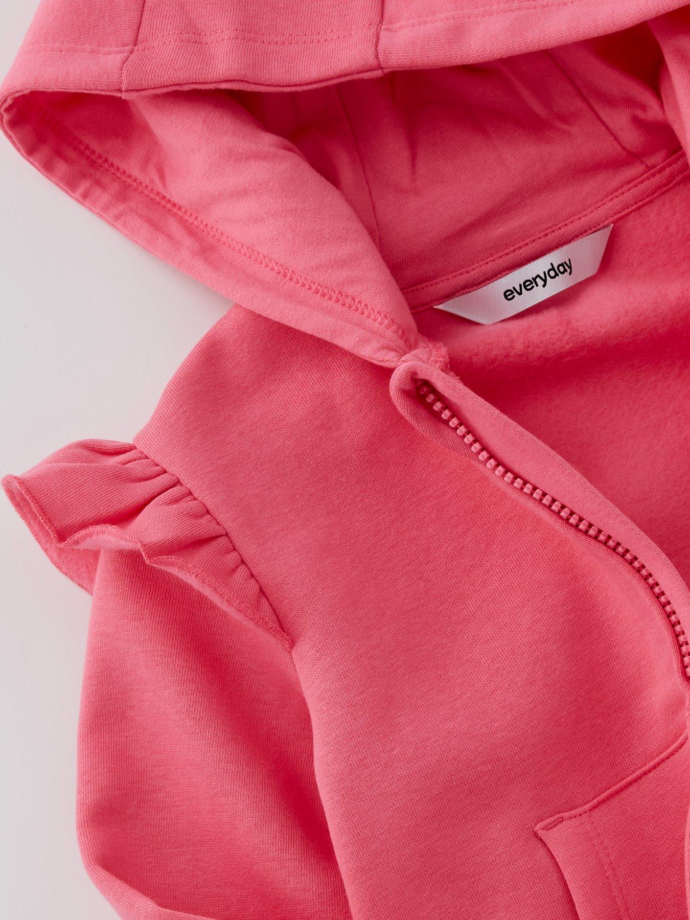 Image 3 of 4 of Everyday Girls Frill Zip Through Hoodie - Pink
