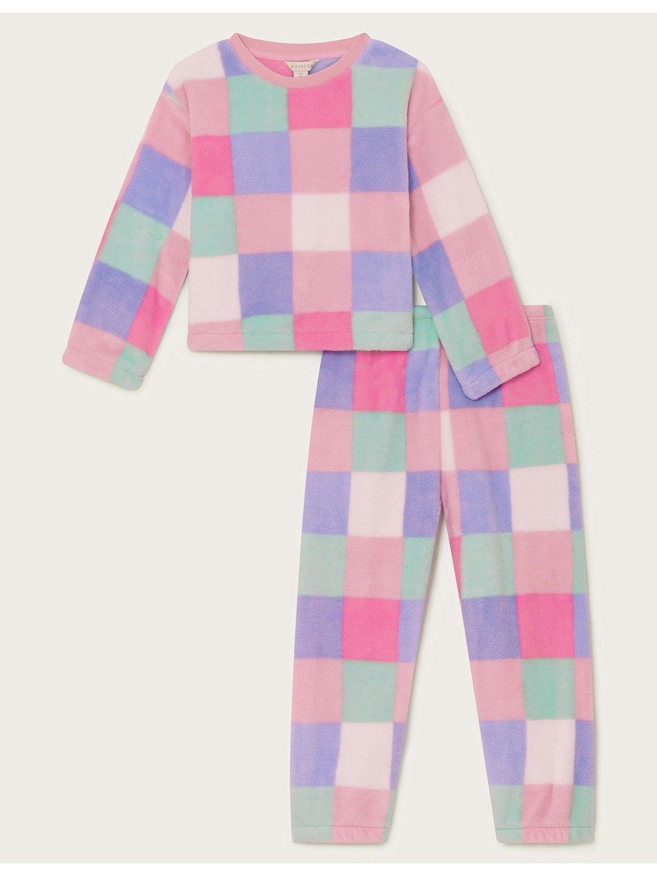 monsoon-girls-checkerboard-fleece-lounge-set-multi