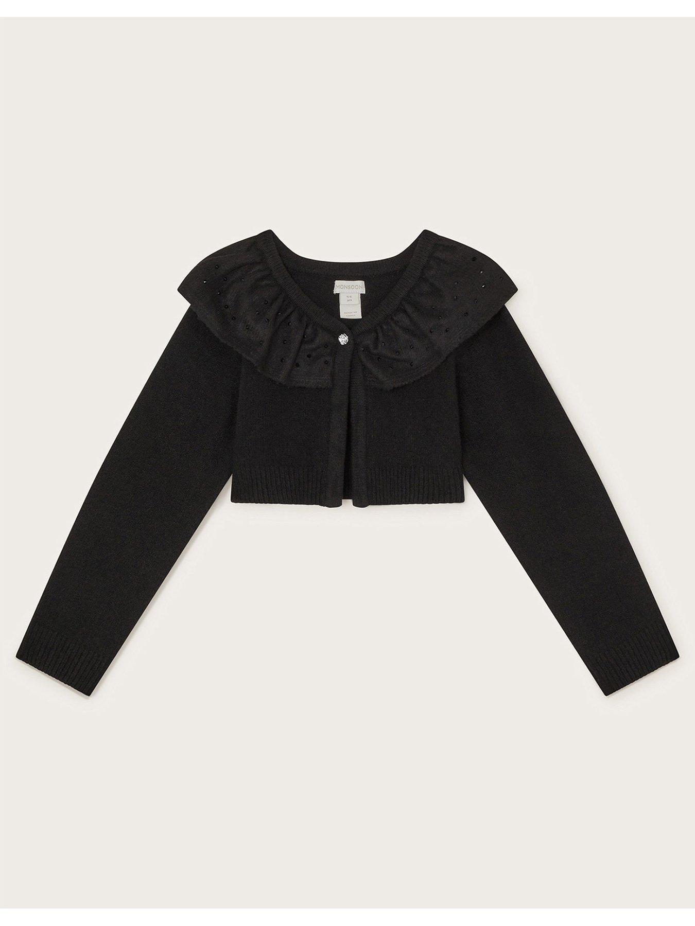 monsoon-girls-oversized-collar-cardigan-blackfront