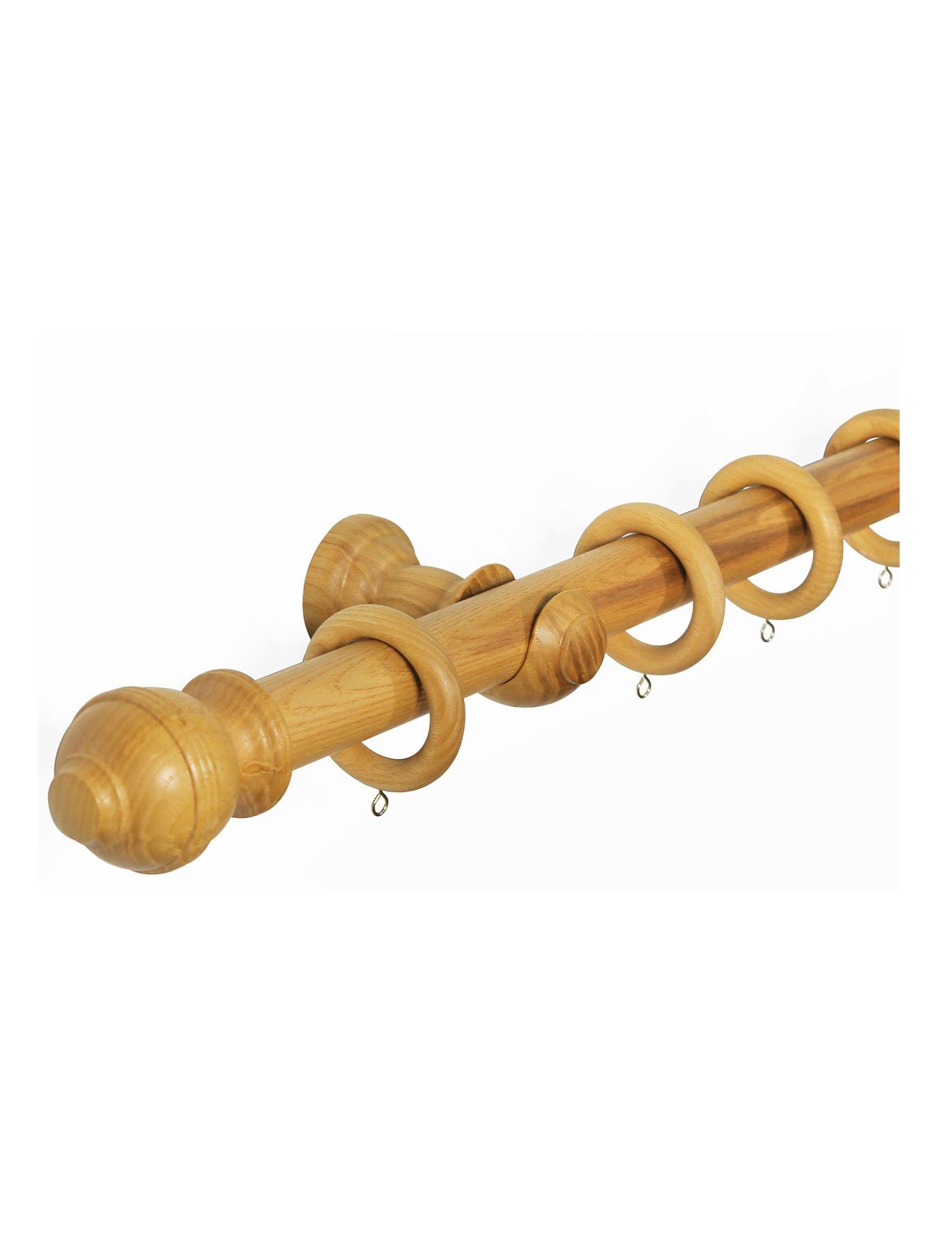 very-home-33mm-ribbed-ball-wood-curtain-pole-300cm