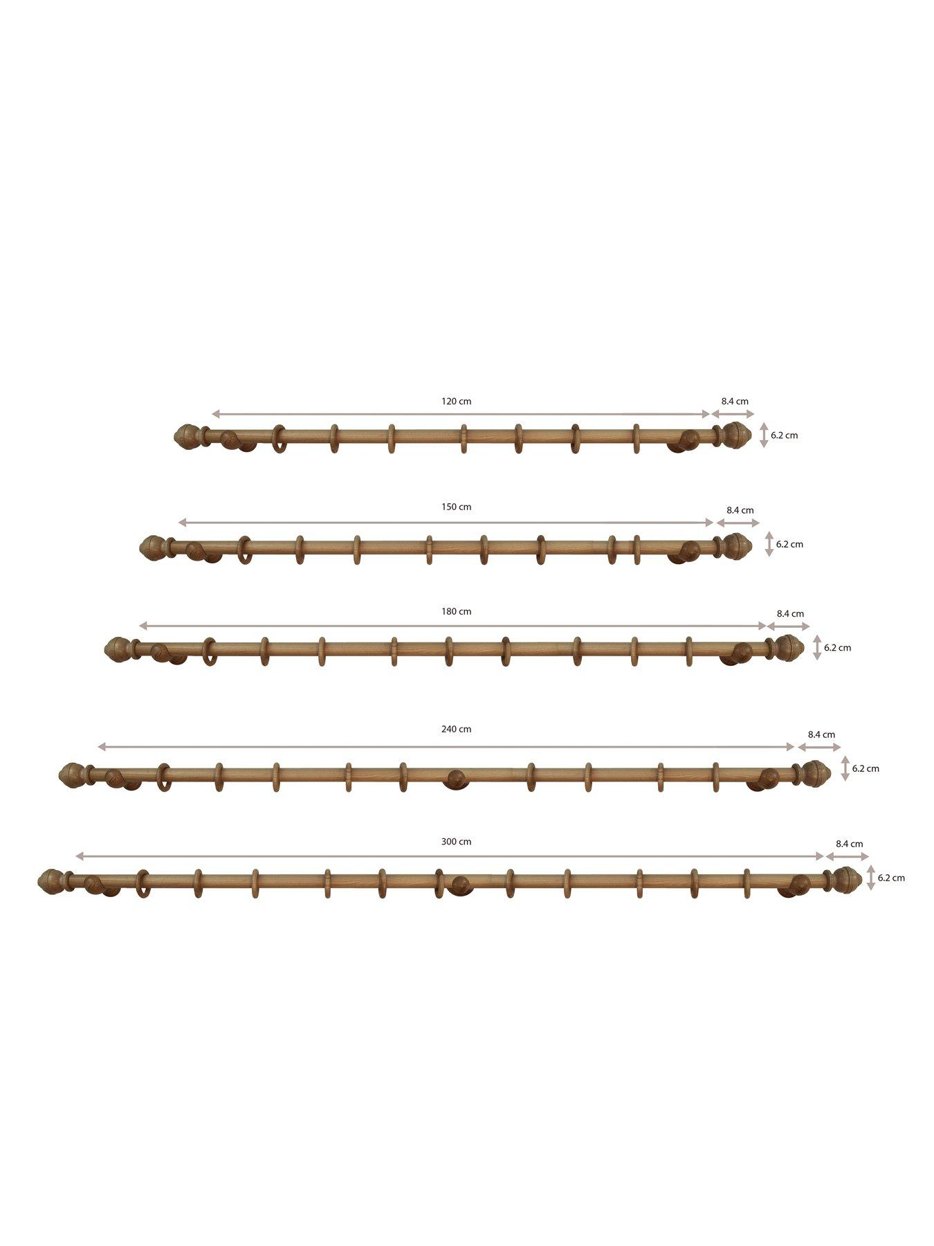 very-home-33mm-ribbed-ball-wood-curtain-pole-300cmdetail