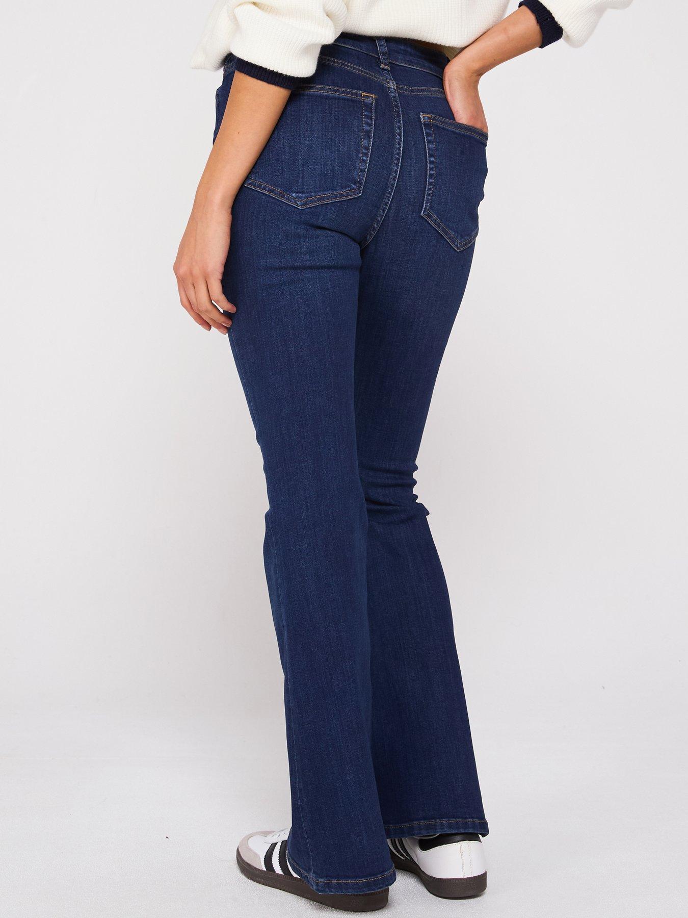 Image 2 of 6 of V by Very High Waist Supersoft Flare Jeans - Dark Wash
