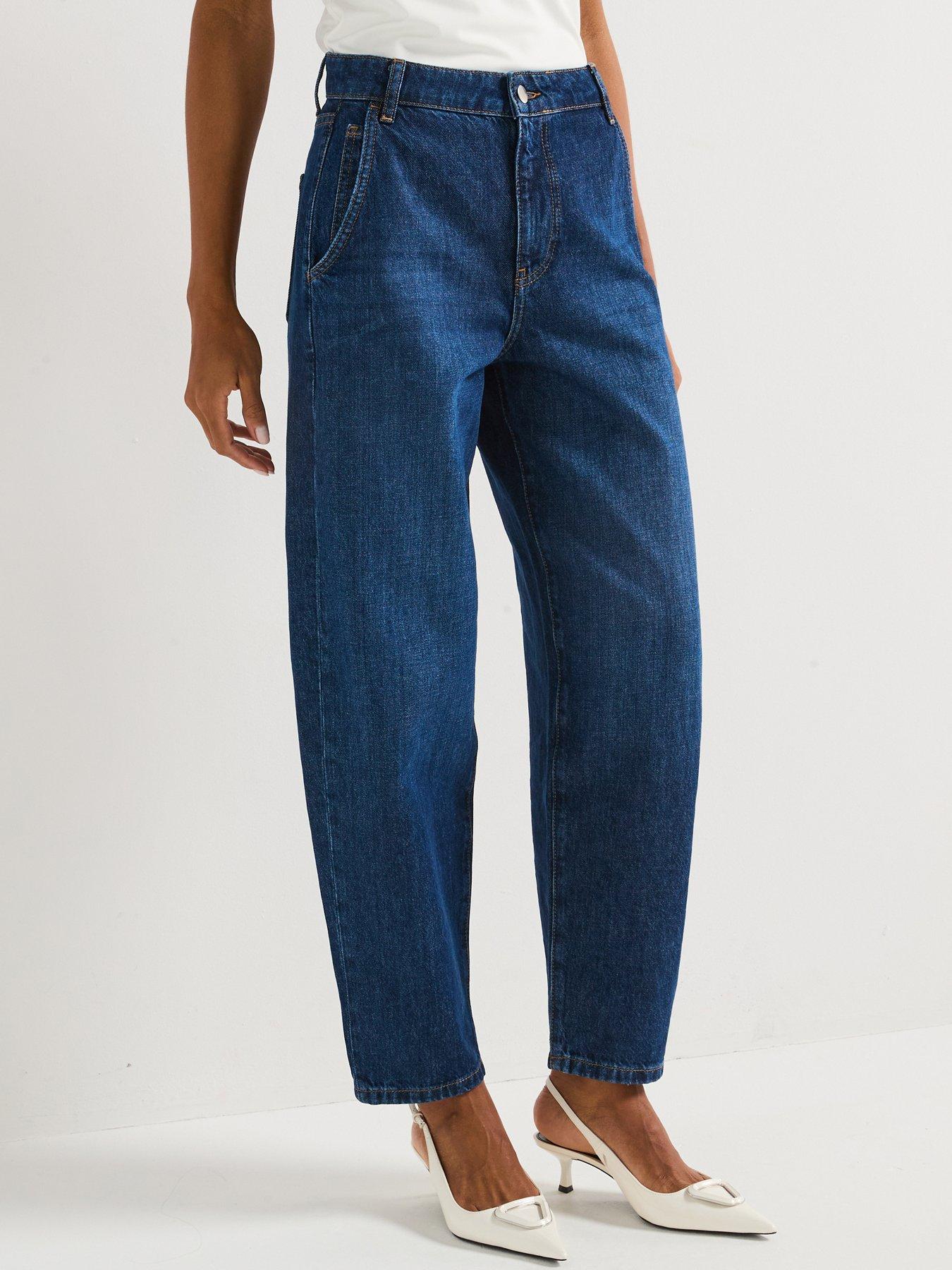 V by Very High Rise Barrel Leg Jeans - Dark Wash