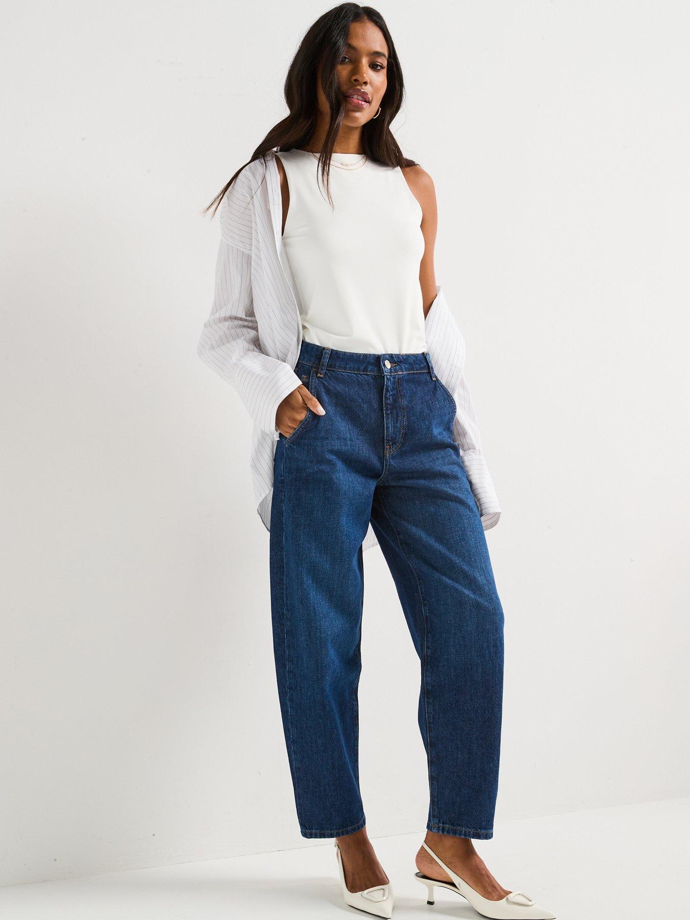 The Very Collection High Rise Barrel Leg Jeans - Dark Wash