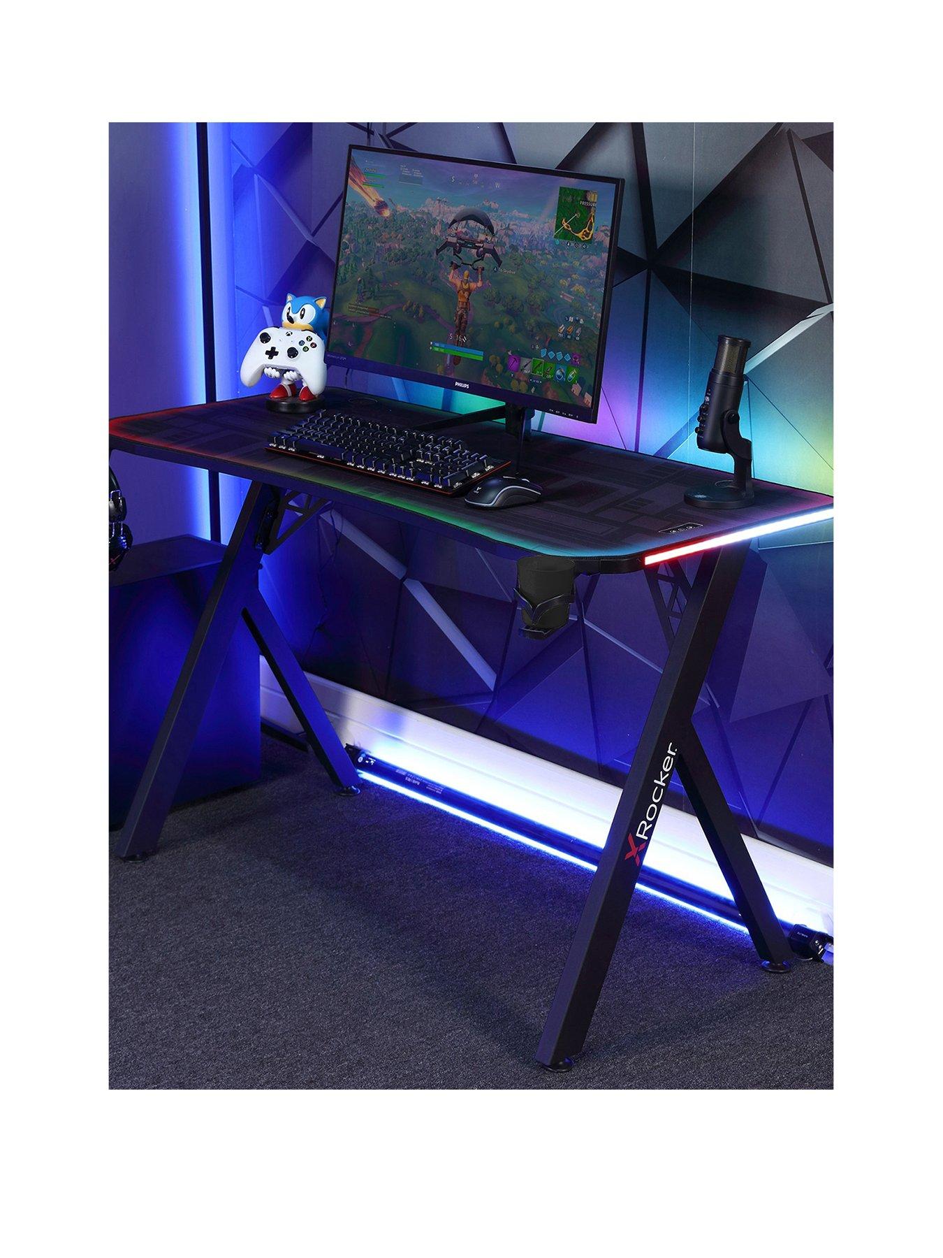 Image 1 of 7 of X Rocker Lumio Compact Gaming Desk with 3 Sided app-controlled LED Lighting