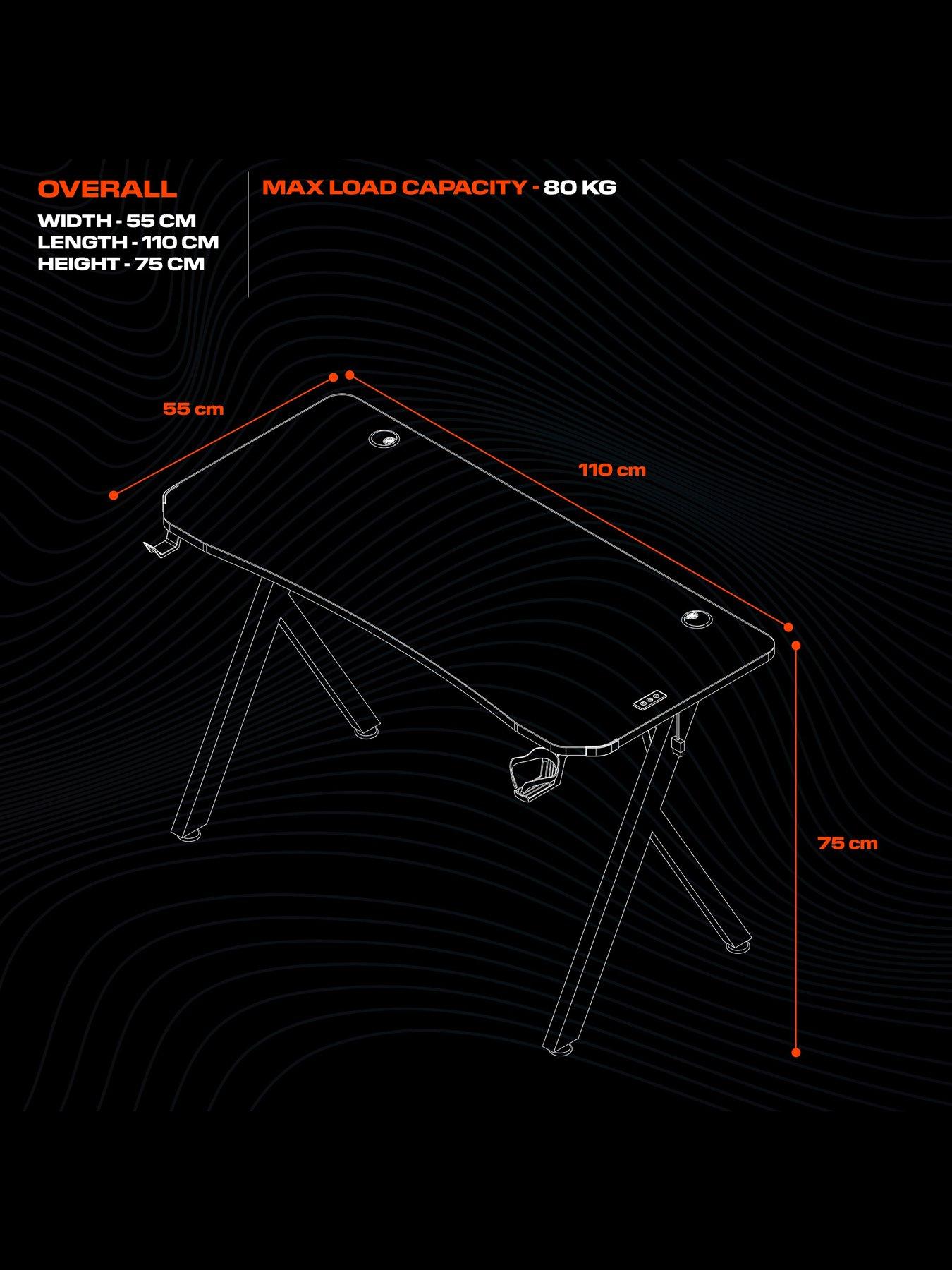Image 7 of 7 of X Rocker Lumio Compact Gaming Desk with 3 Sided app-controlled LED Lighting