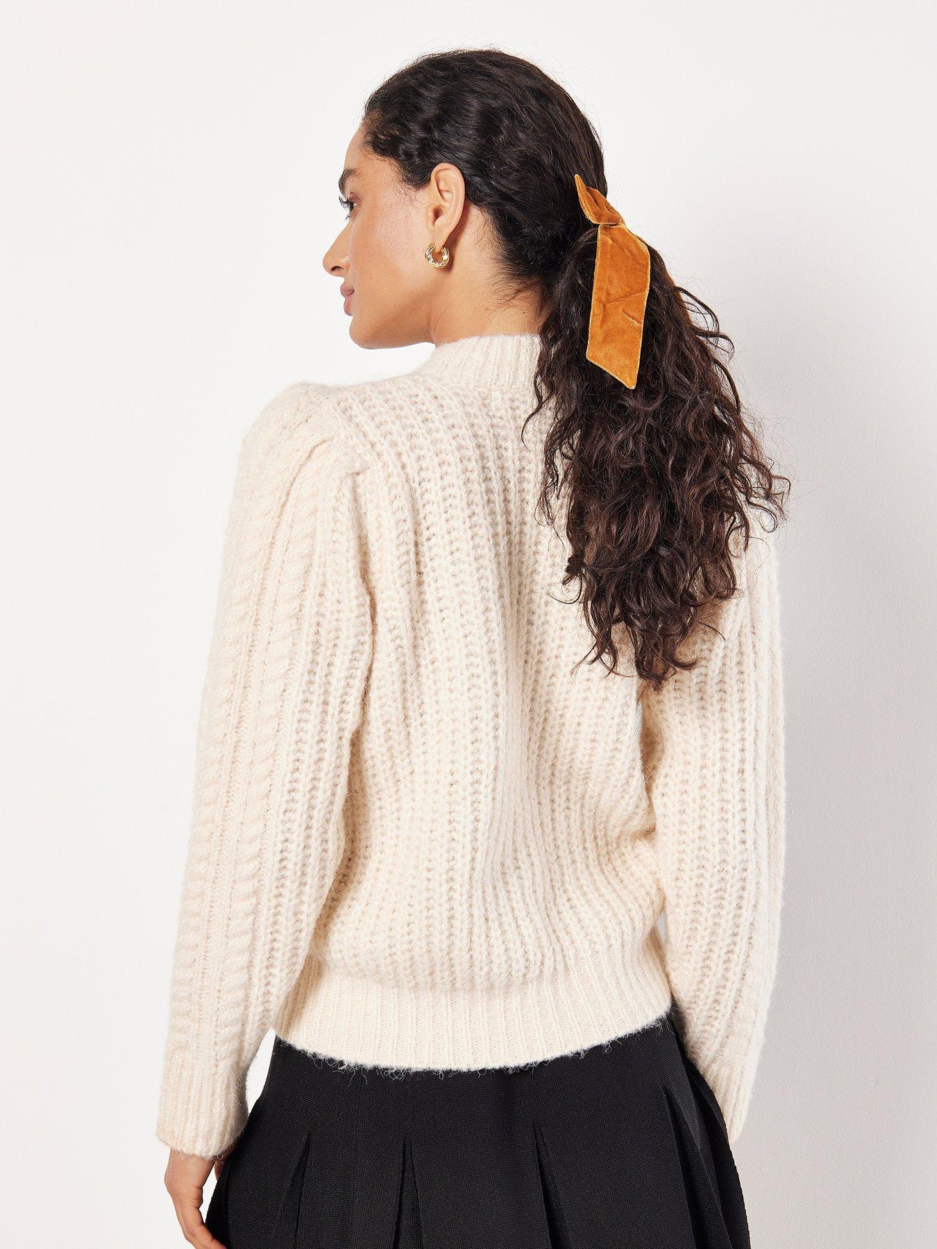 apricot-apricot-cable-knit-pleat-shoulder-chunky-jumperstillFront