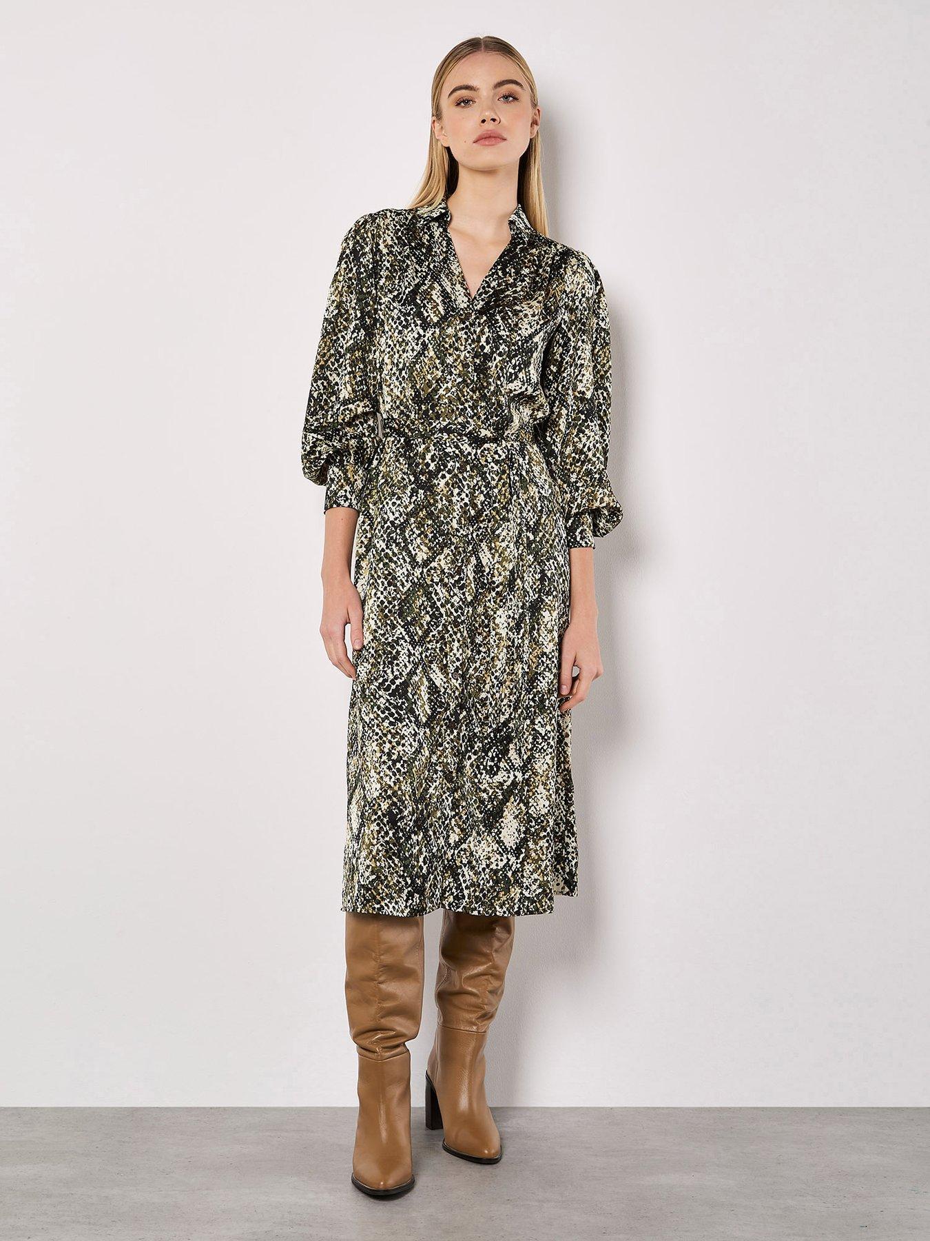 apricot-apricot-snakeskin-open-collar-shirt-dress