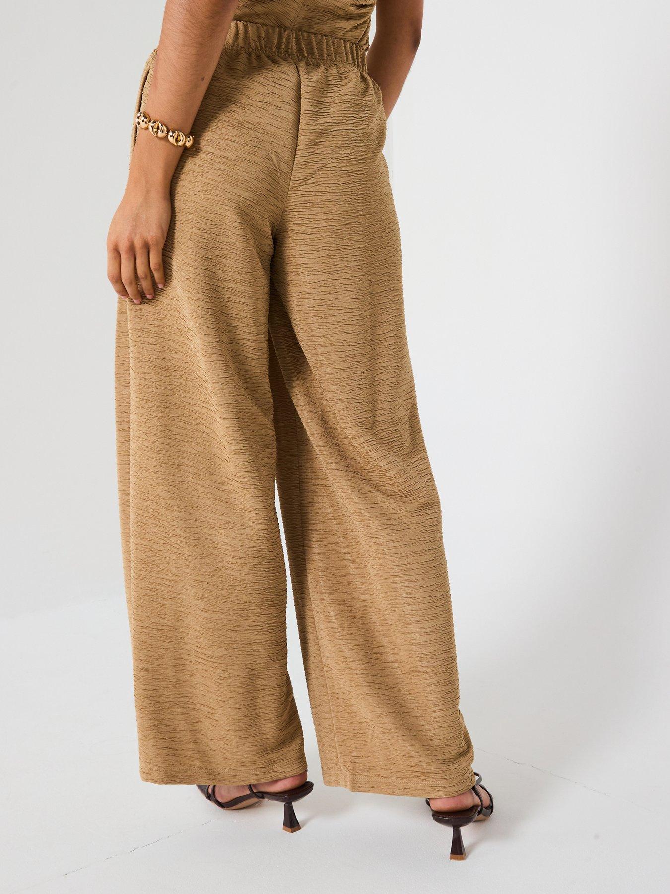 v-by-very-textured-bottom-co-ord-taupestillFront