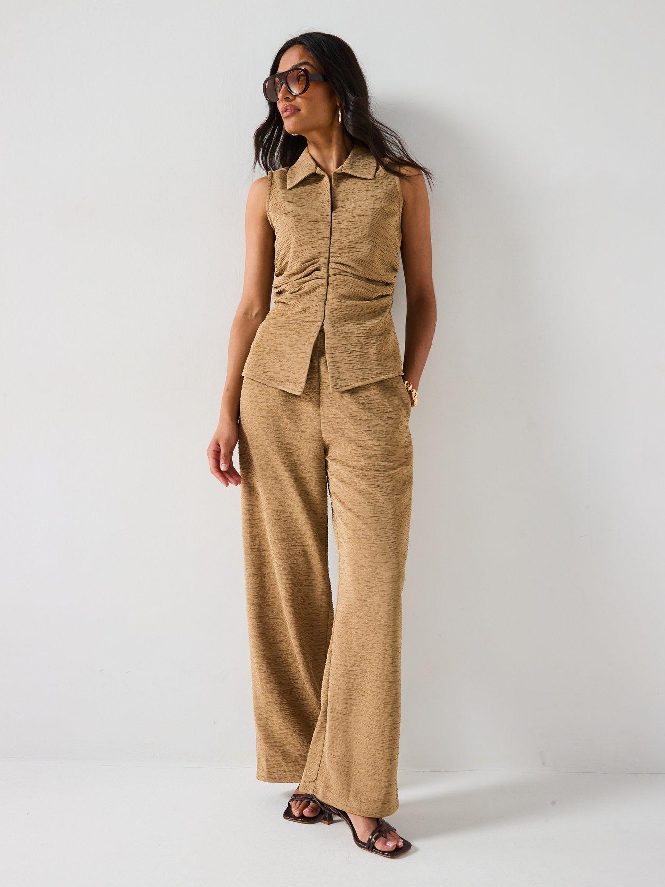 Image 3 of 6 of V by Very Textured Bottom Co-ord - Taupe